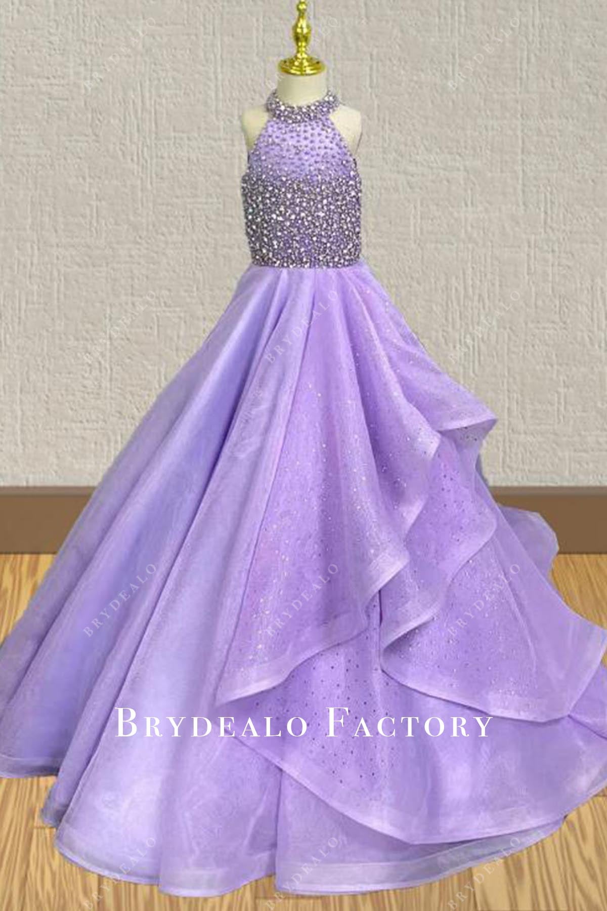 rhinestones lilac a line pageant dress