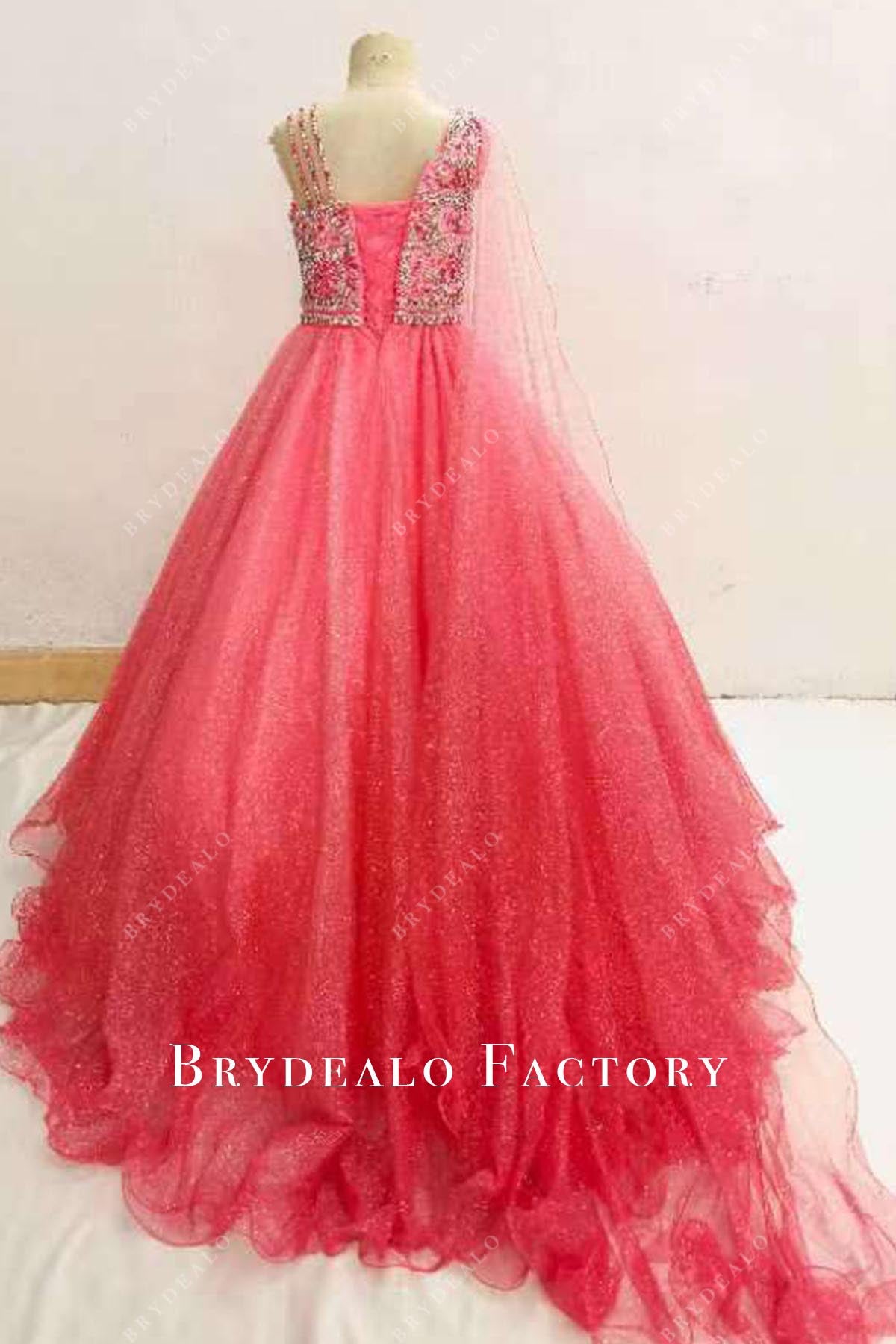 rhinestones pink a line pageant dress
