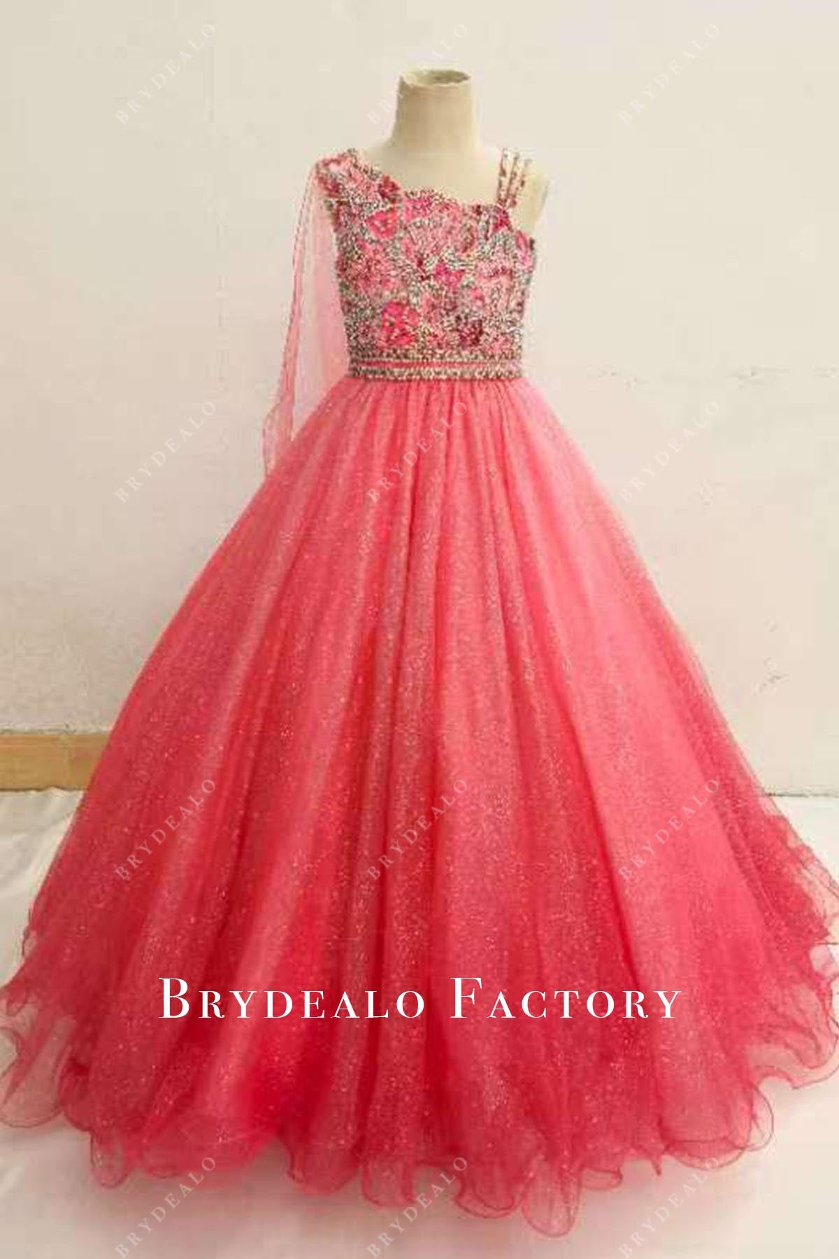 rhinestones pink sash pageant dress