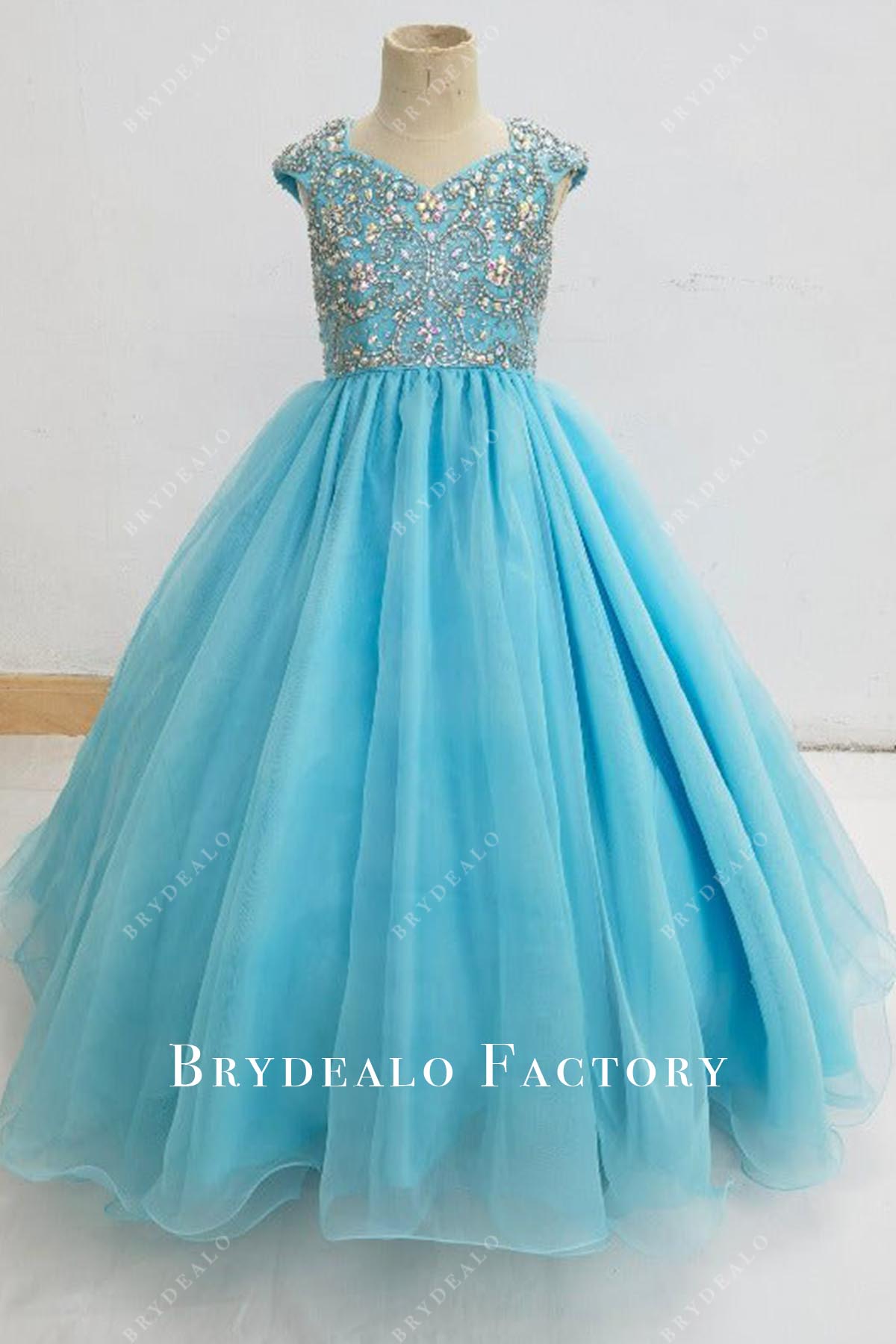 rhinestones pool a line pageant dress