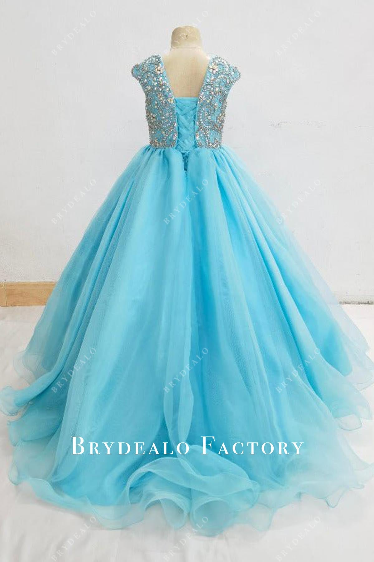 rhinestone pool sweep train pageant dress