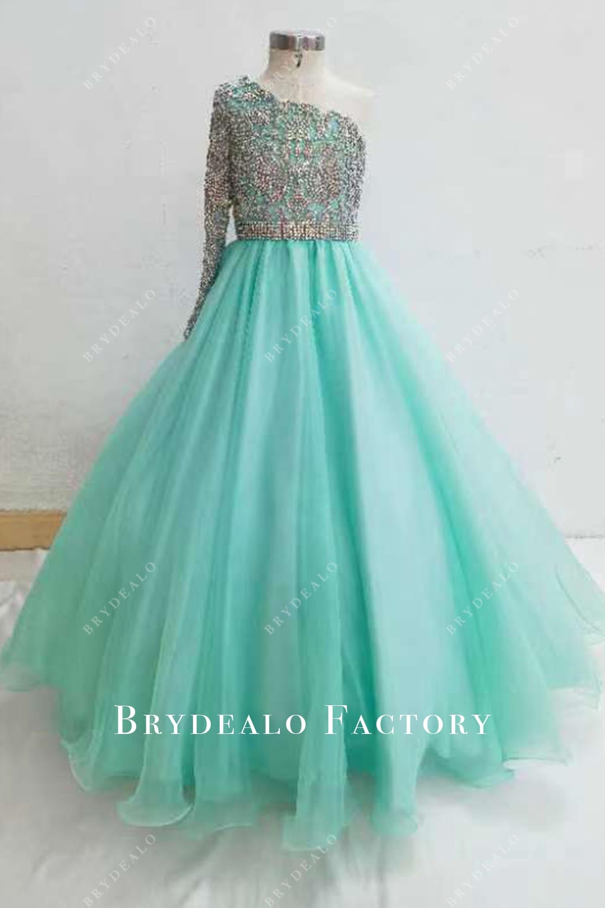 Blue Gradient Halter A-Line Miss Teen Pageant Dress