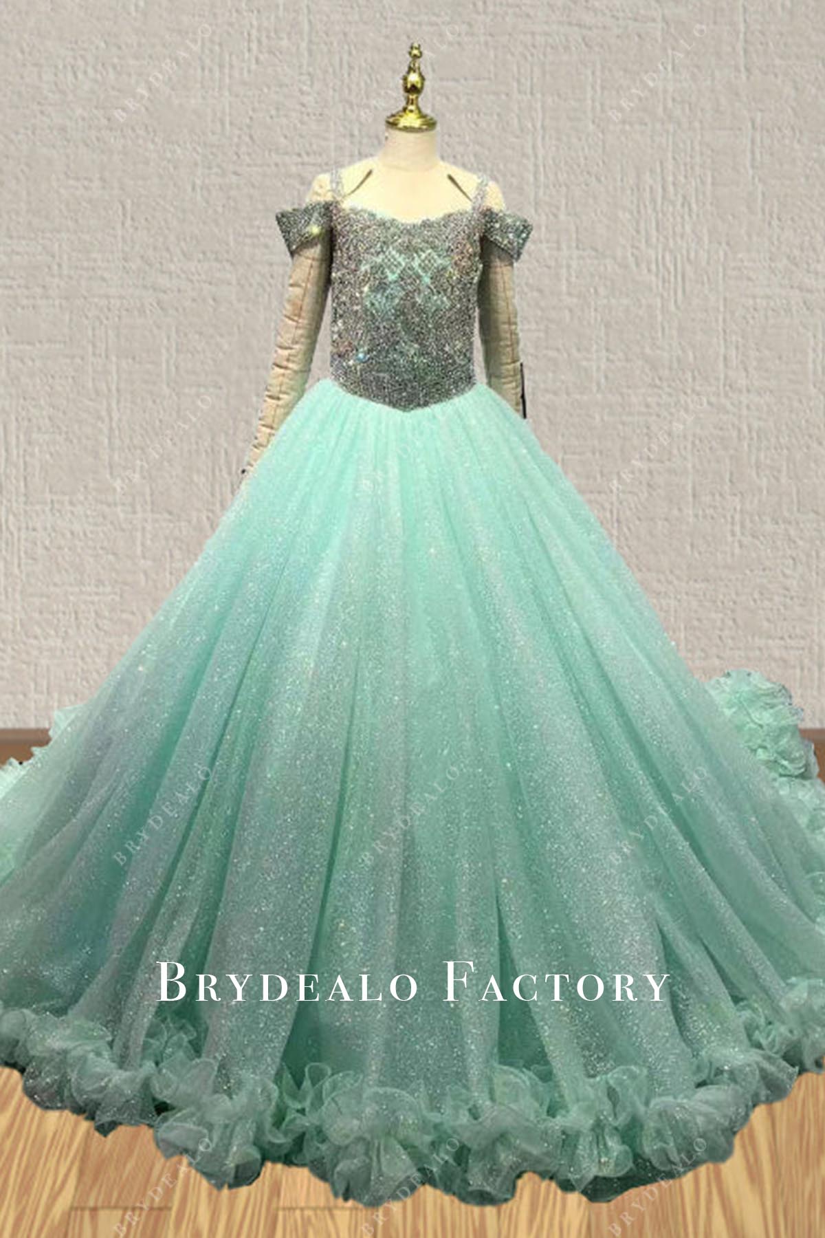 rhinestones tiffany pageant dress