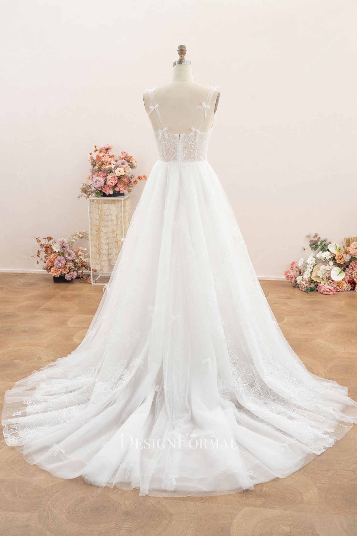 romantic flower lace bridal dress