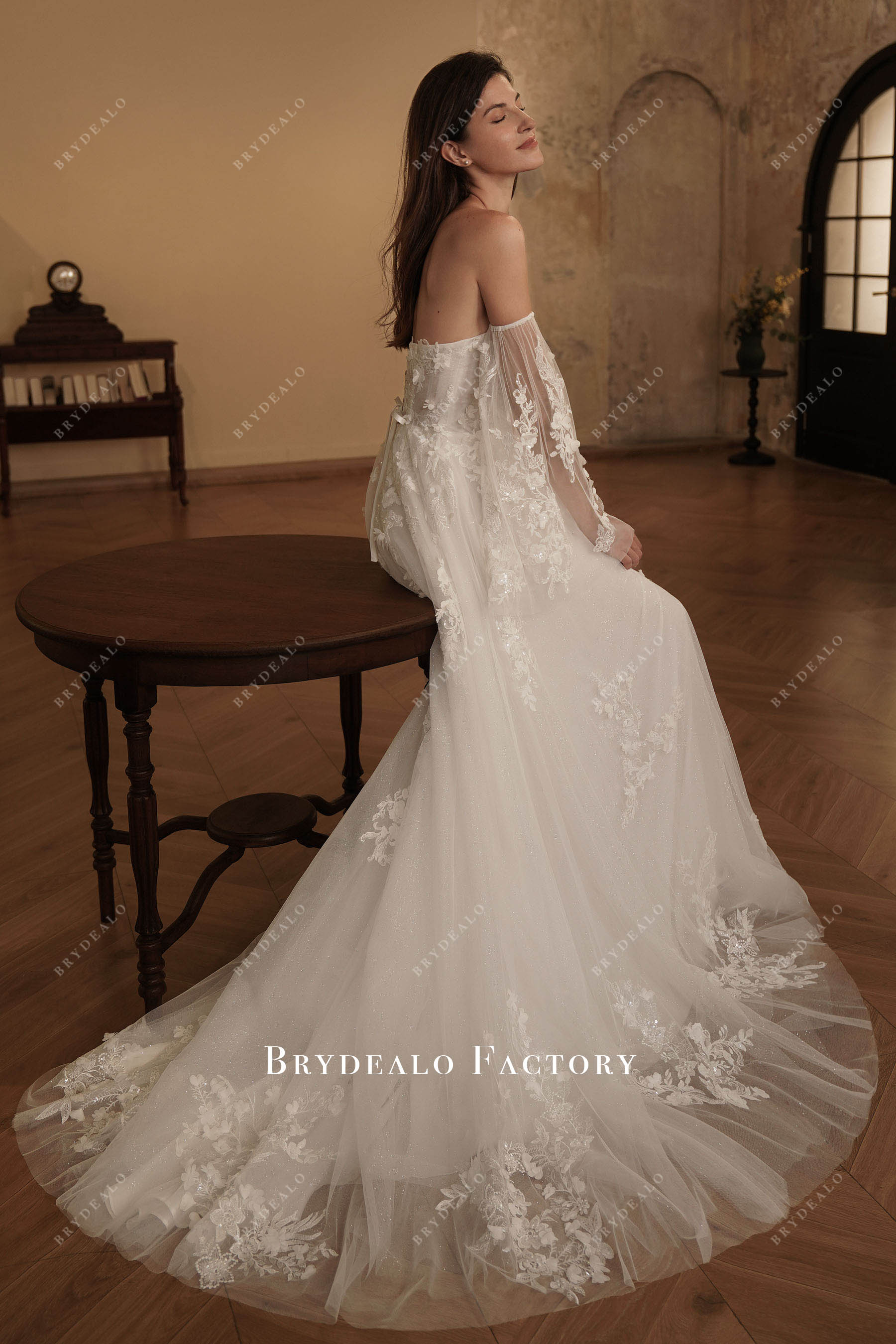 romantic lace up wedding dress
