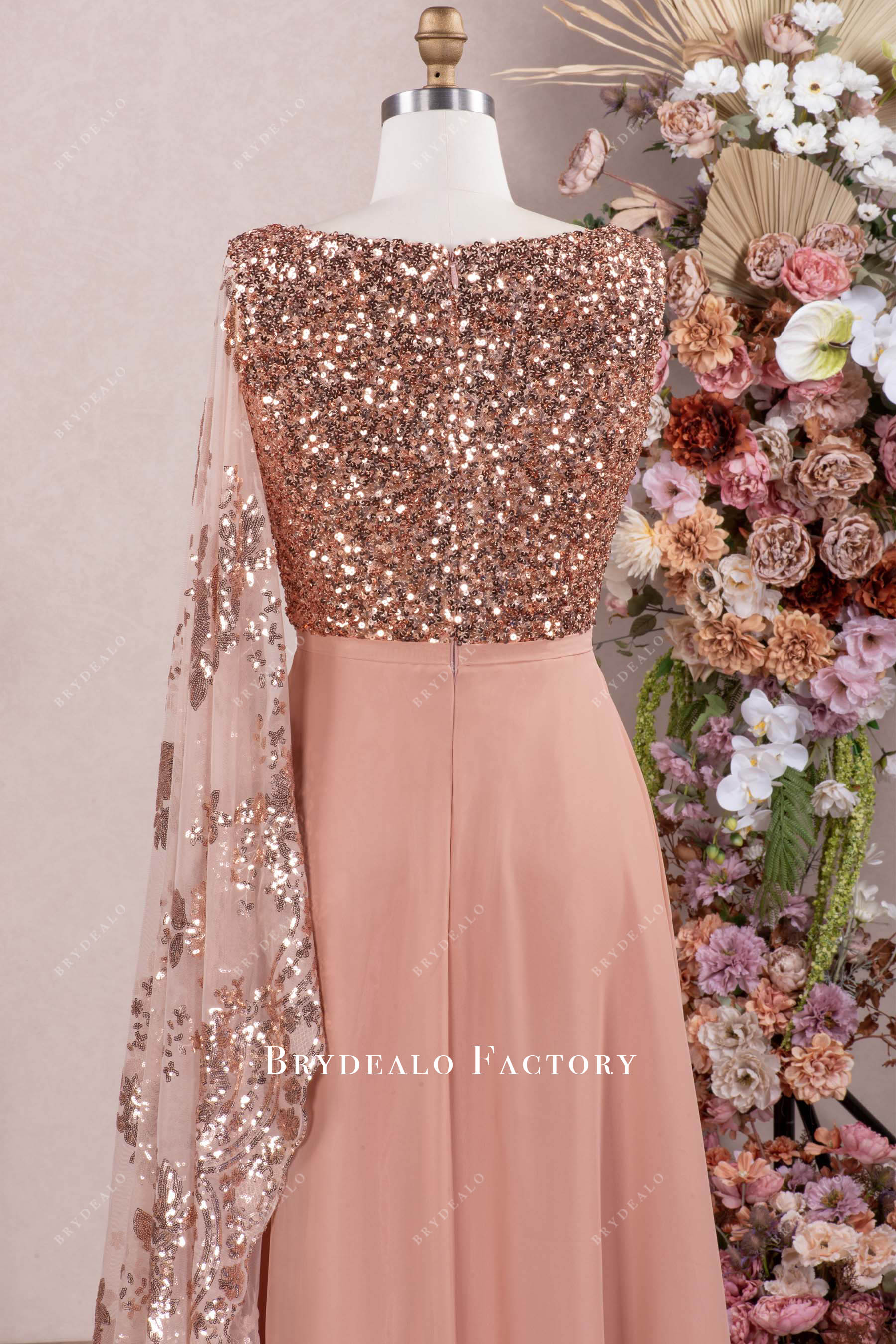 rose gold a line mother of bride dress