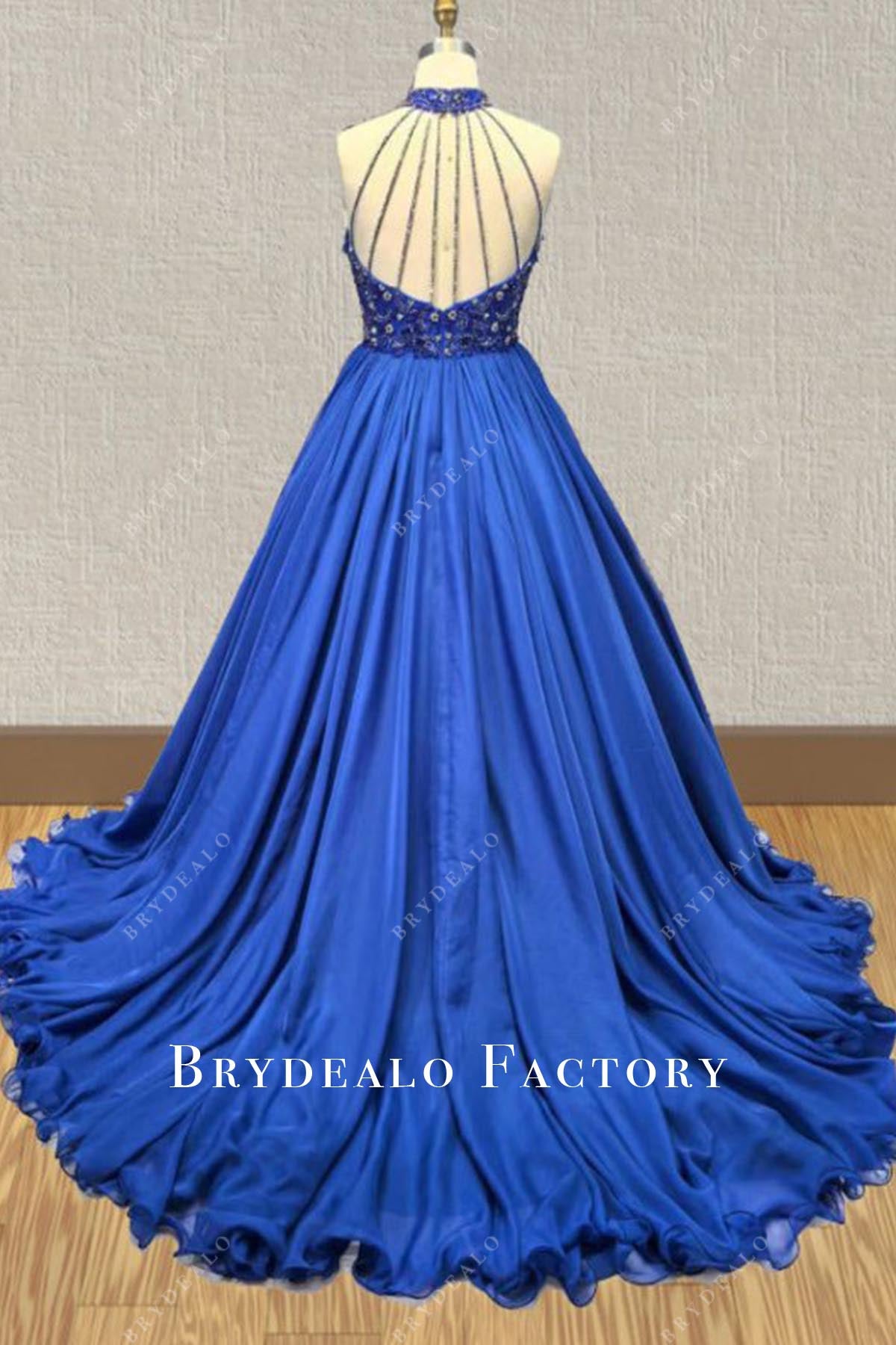 royal blue a line pageant dress