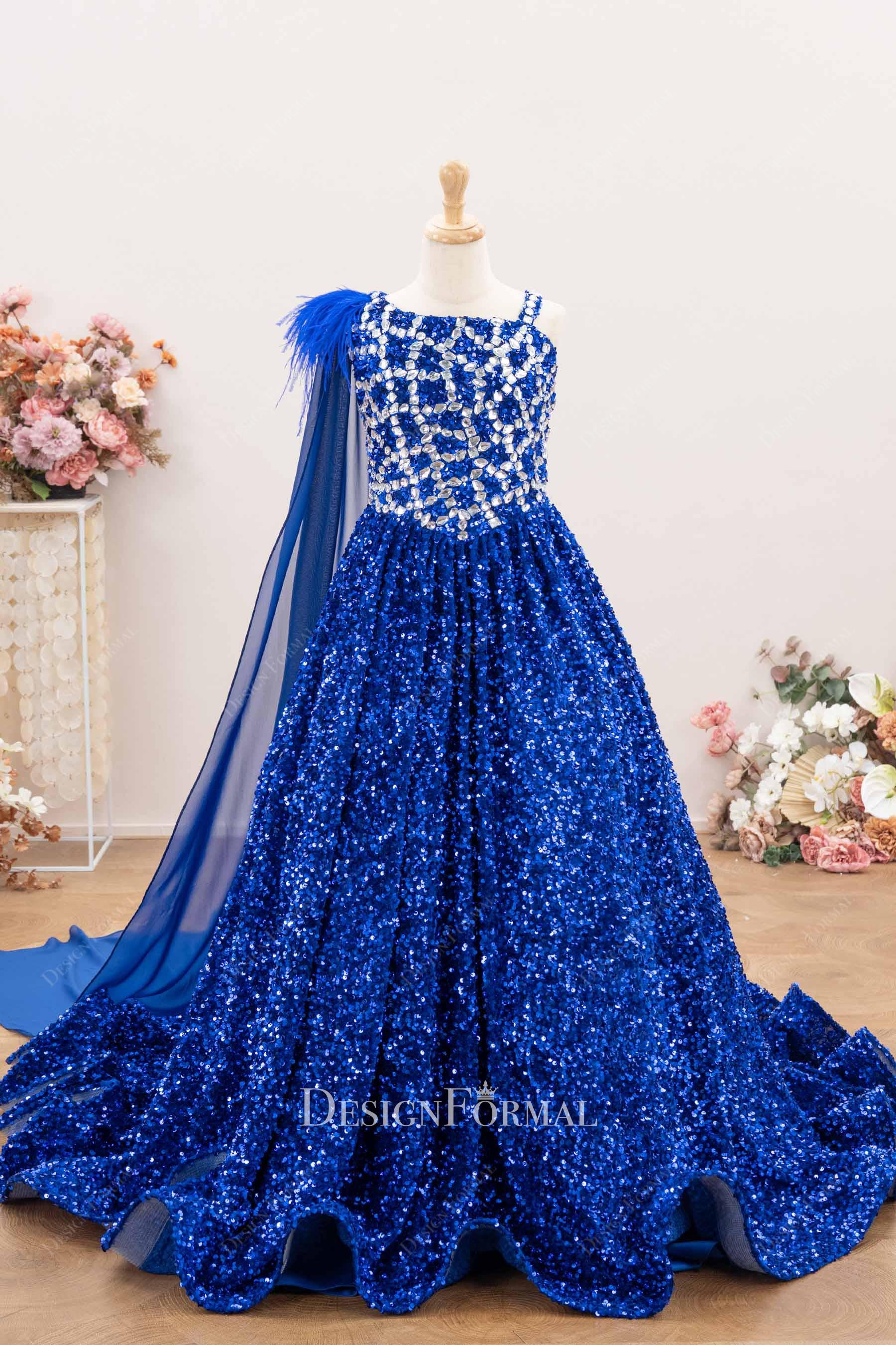 royal blue glitter pageant dress