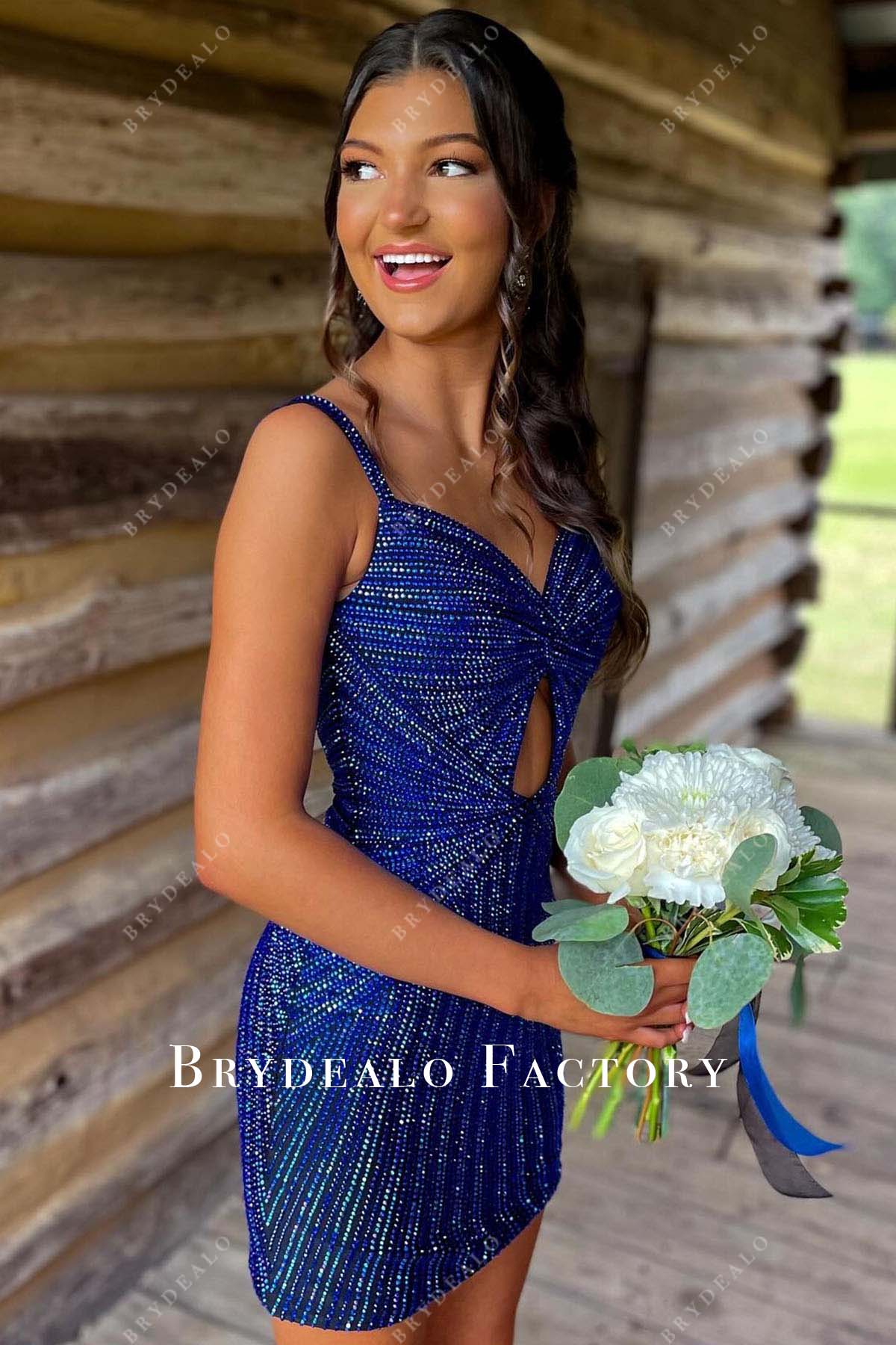 Royal Blue Sequined V-Neck Bodycon Mini Homecoming Dress Royal Blue Sequined V-Neck Bodycon Mini Homecoming Dress