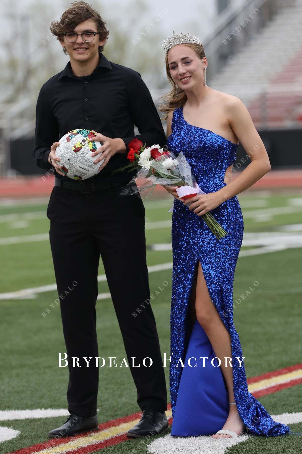 Royal Blue Sequined One Shoulder Homecoming Dress Royal Blue Sequined One Shoulder Homecoming Dress