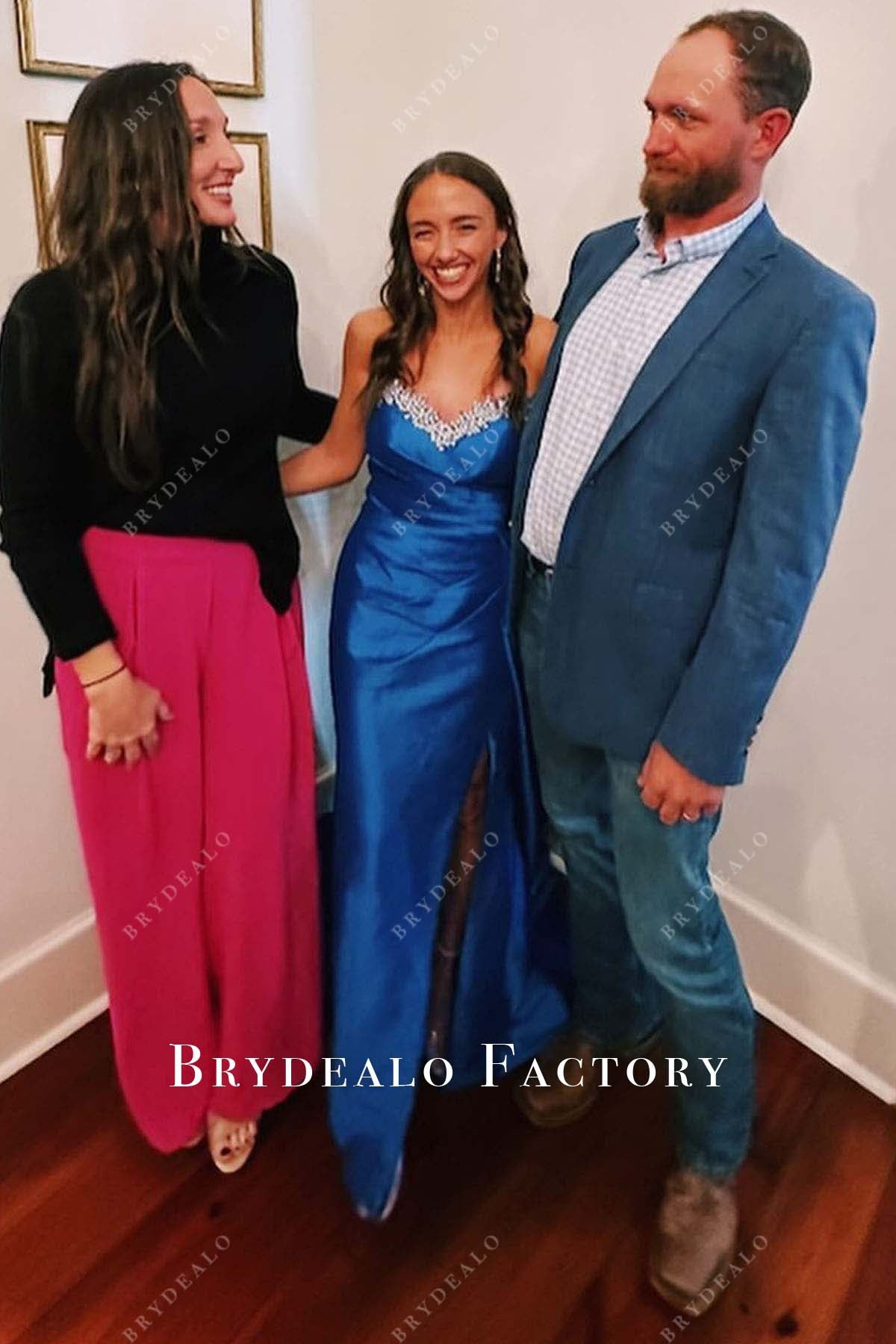 royal blue strapless homecoming dress