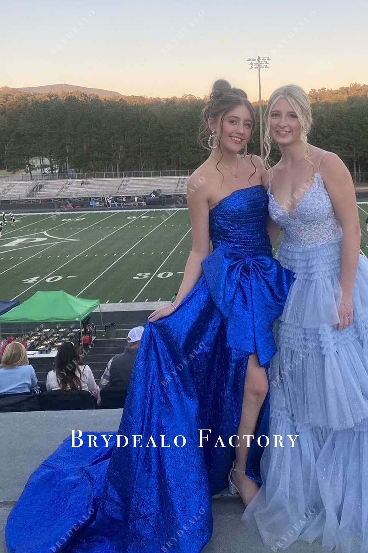 sachin and babi light blue dress Strapless Leaf Lace Long Prom Dress with Corset Bodice – DressesTailor main image 1
