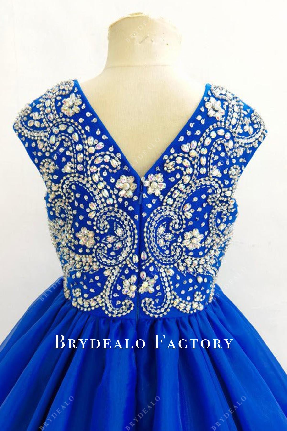 royal blue v back pageant dress