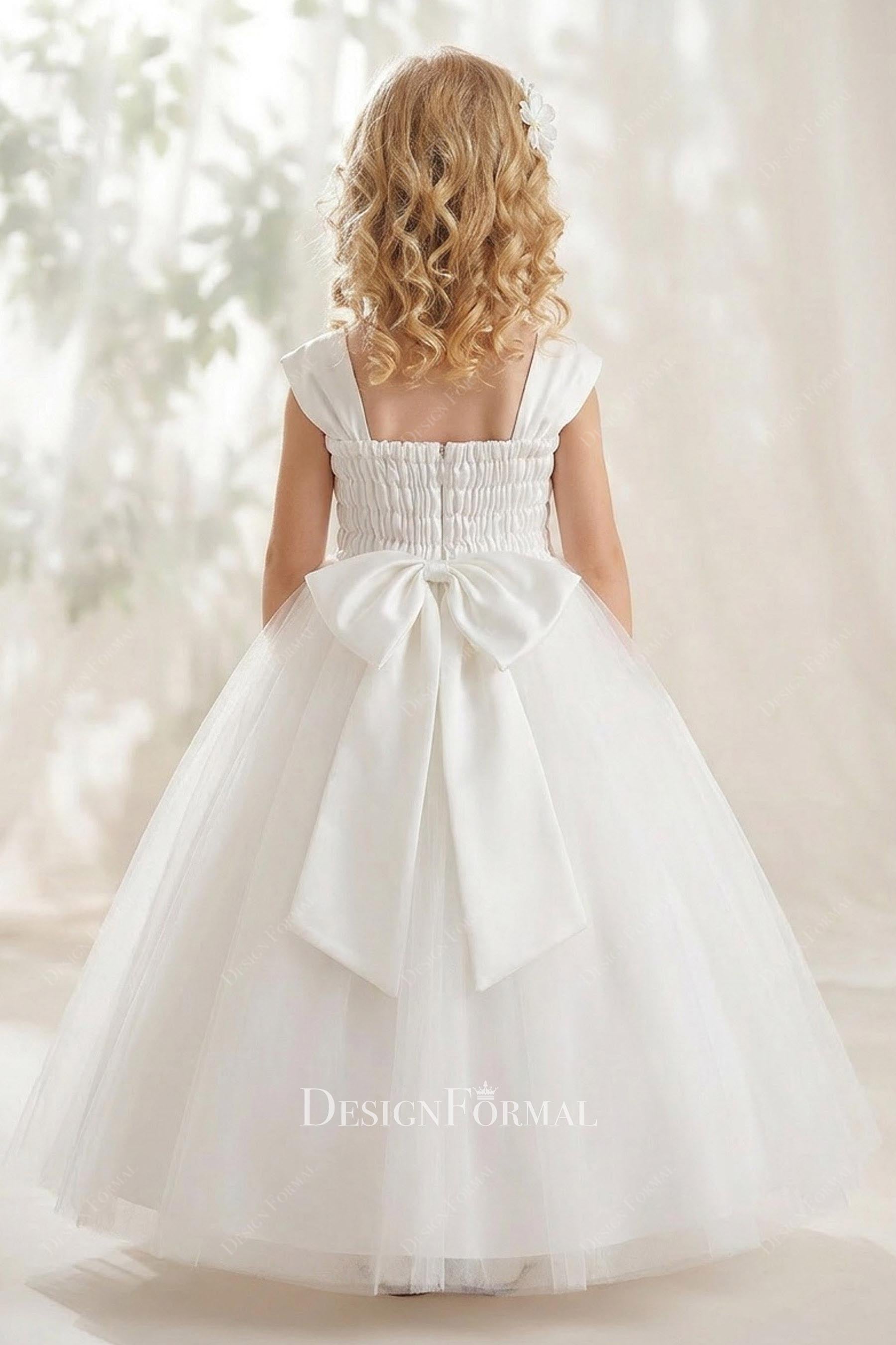 ruched bodice flower girl dress