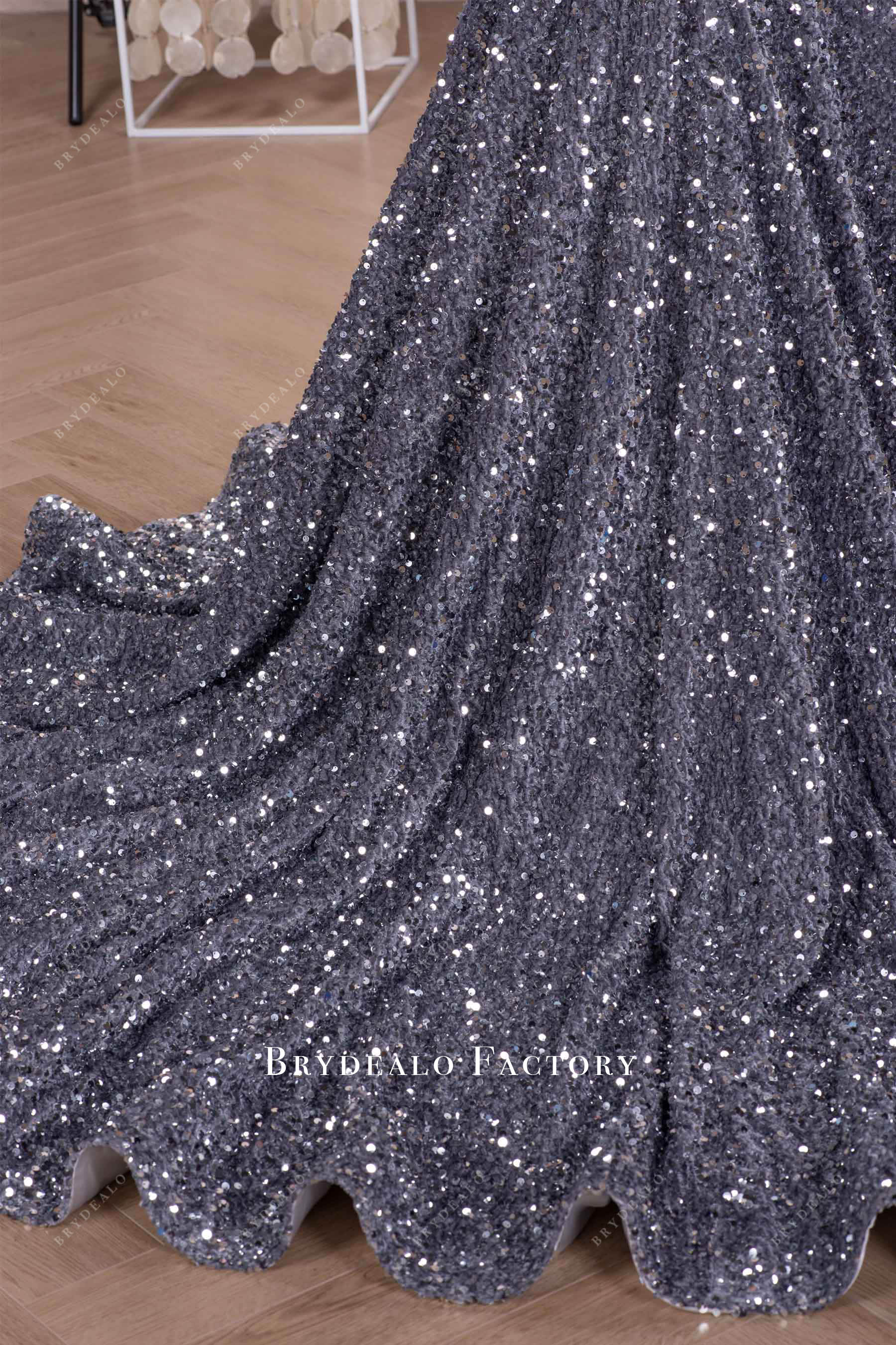 ruffled horsehair long prom dress