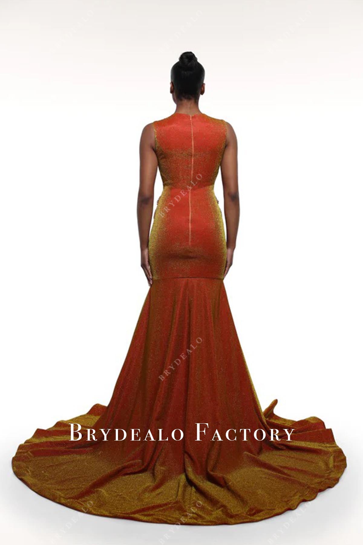rusty mermaid court train prom dress