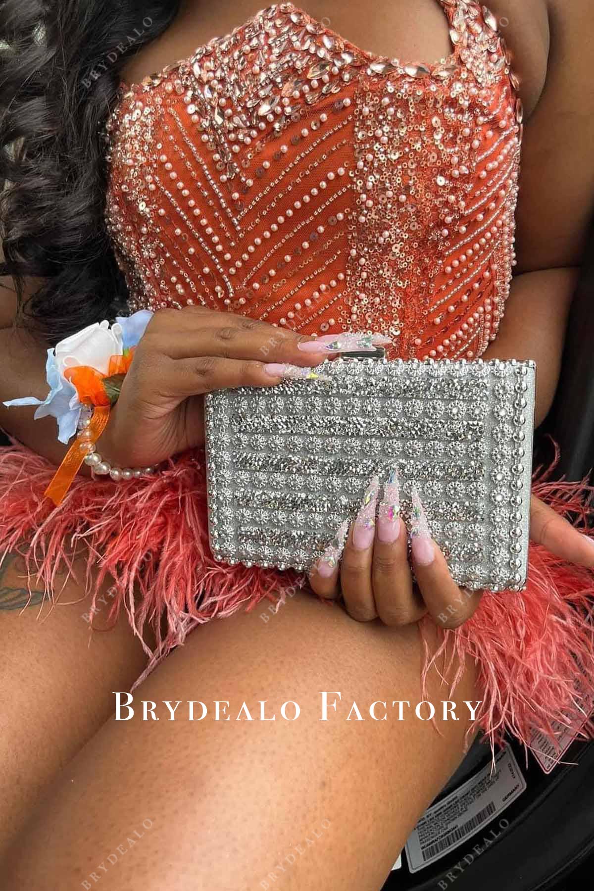 rusty sleeveless mini prom dress