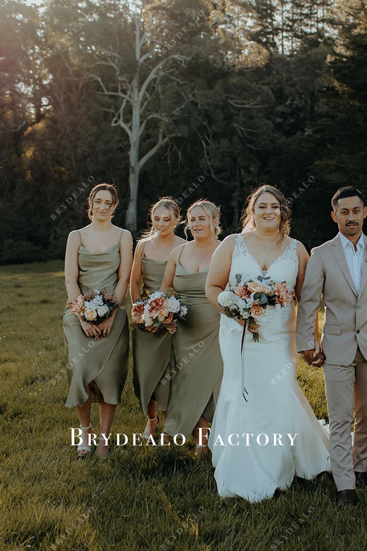 sage cowl neck bridesmaid dress