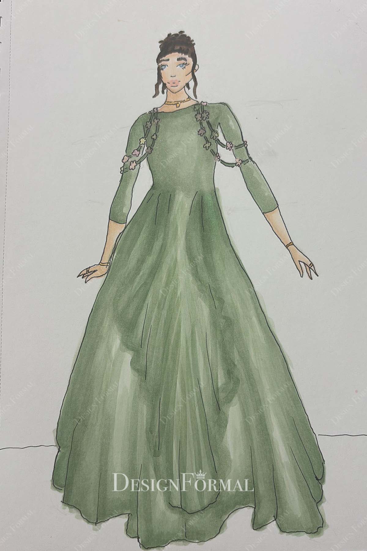 sage green chiffon bridesmaid dress