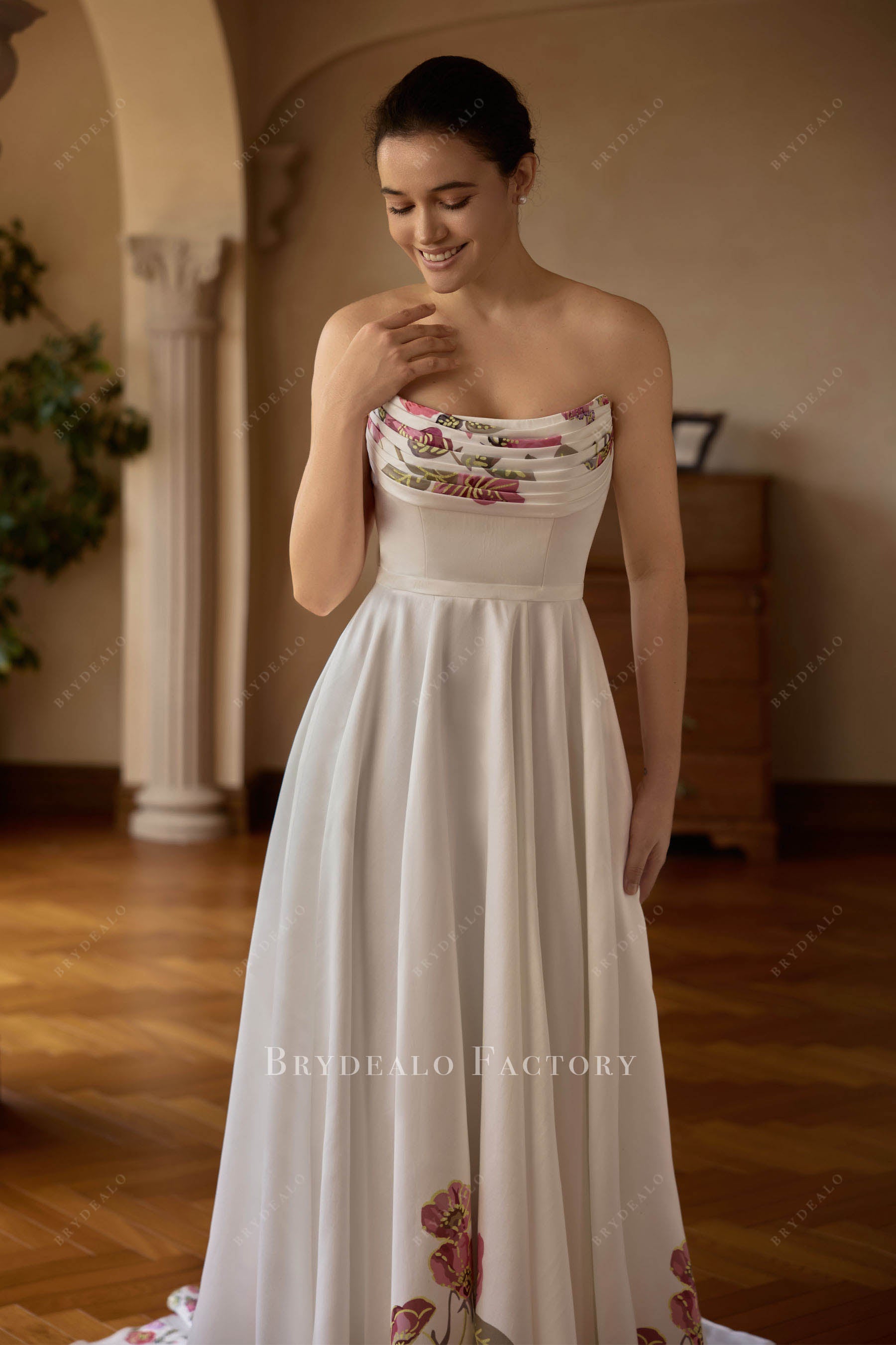 satin strapless wedding dress