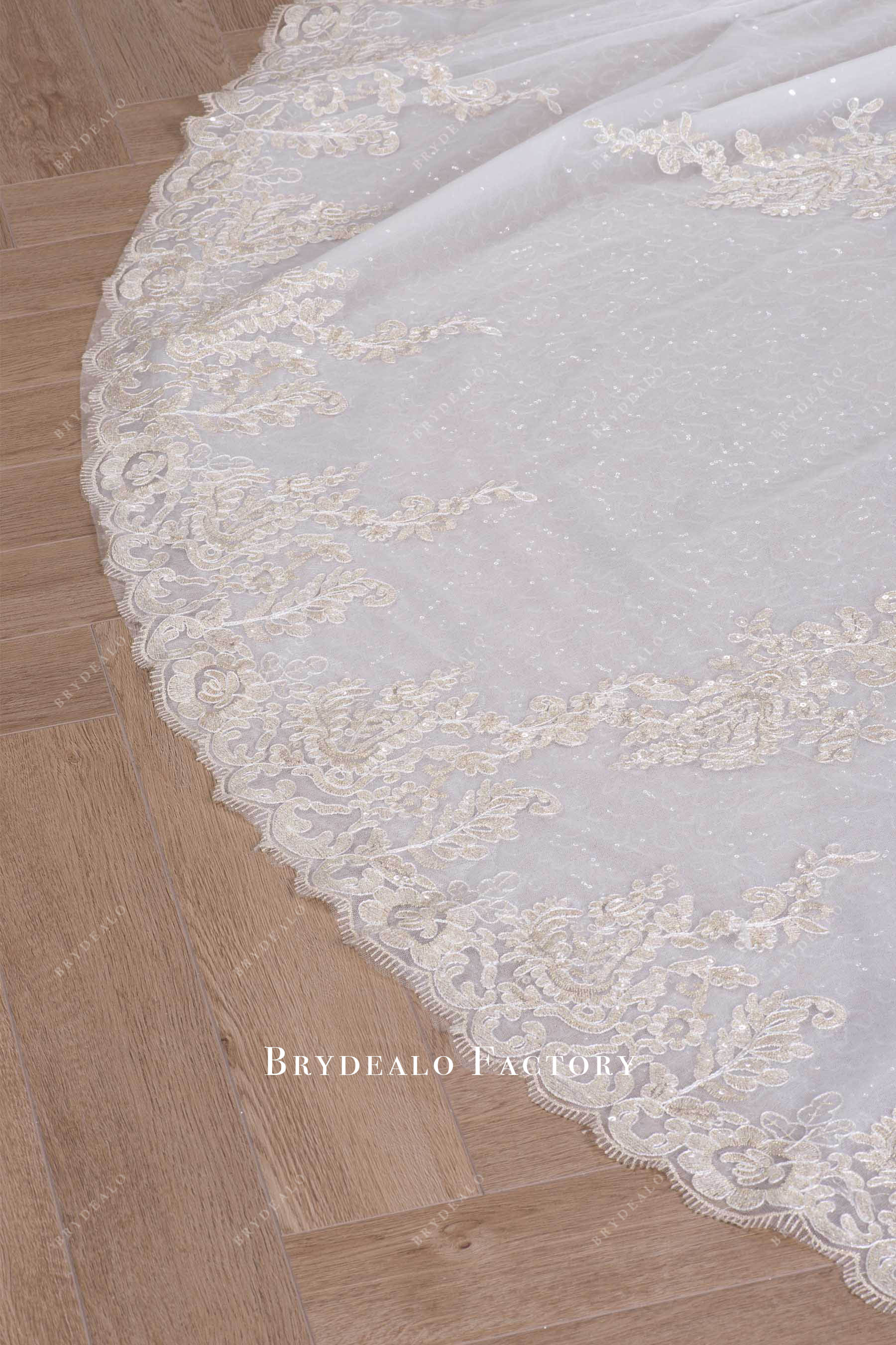 scalloped hem overskirt wedding dress