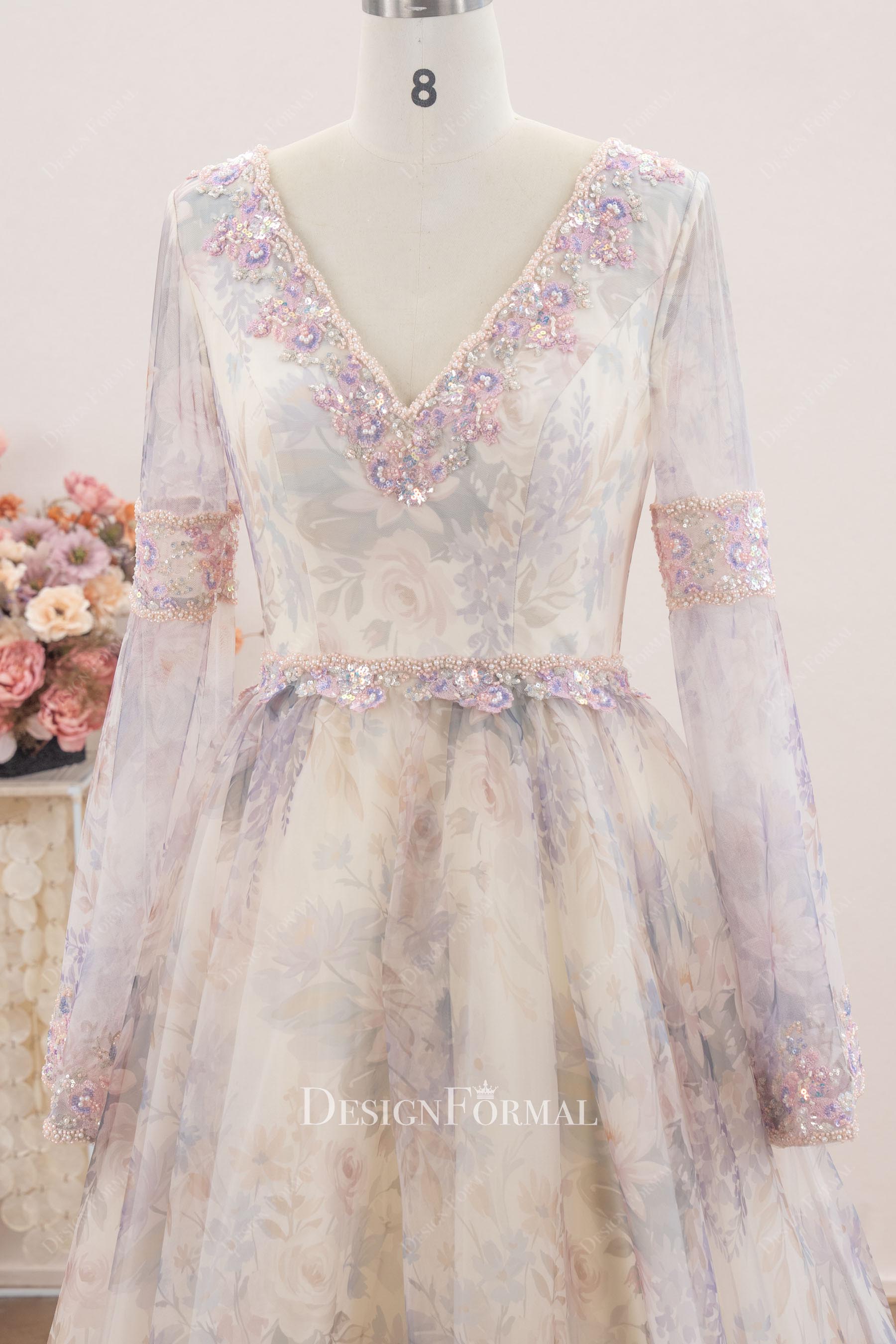 scalloped lace v neck wedding dress