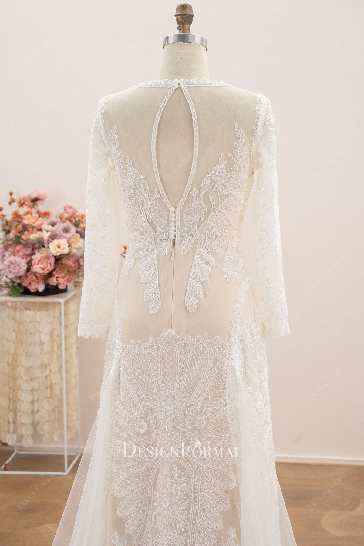 see through keyhole back wedding dress