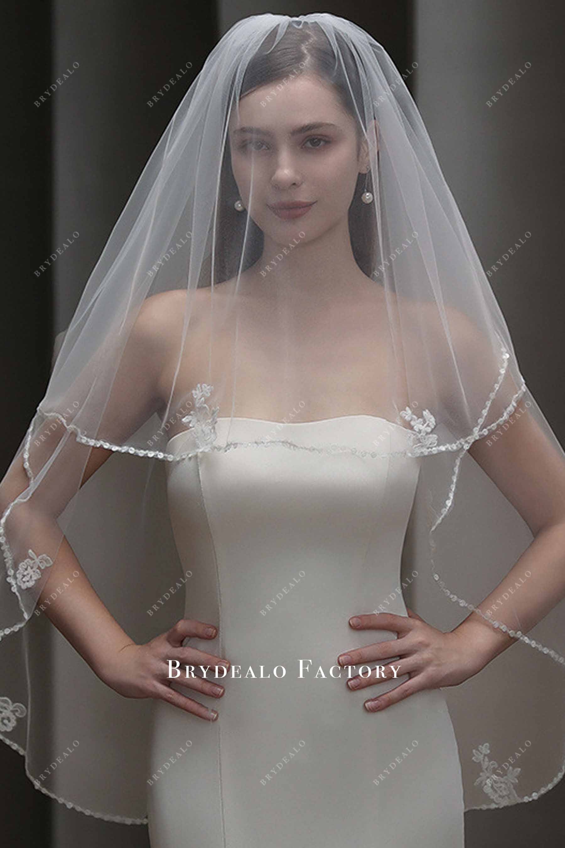 sequin edge bridal veil