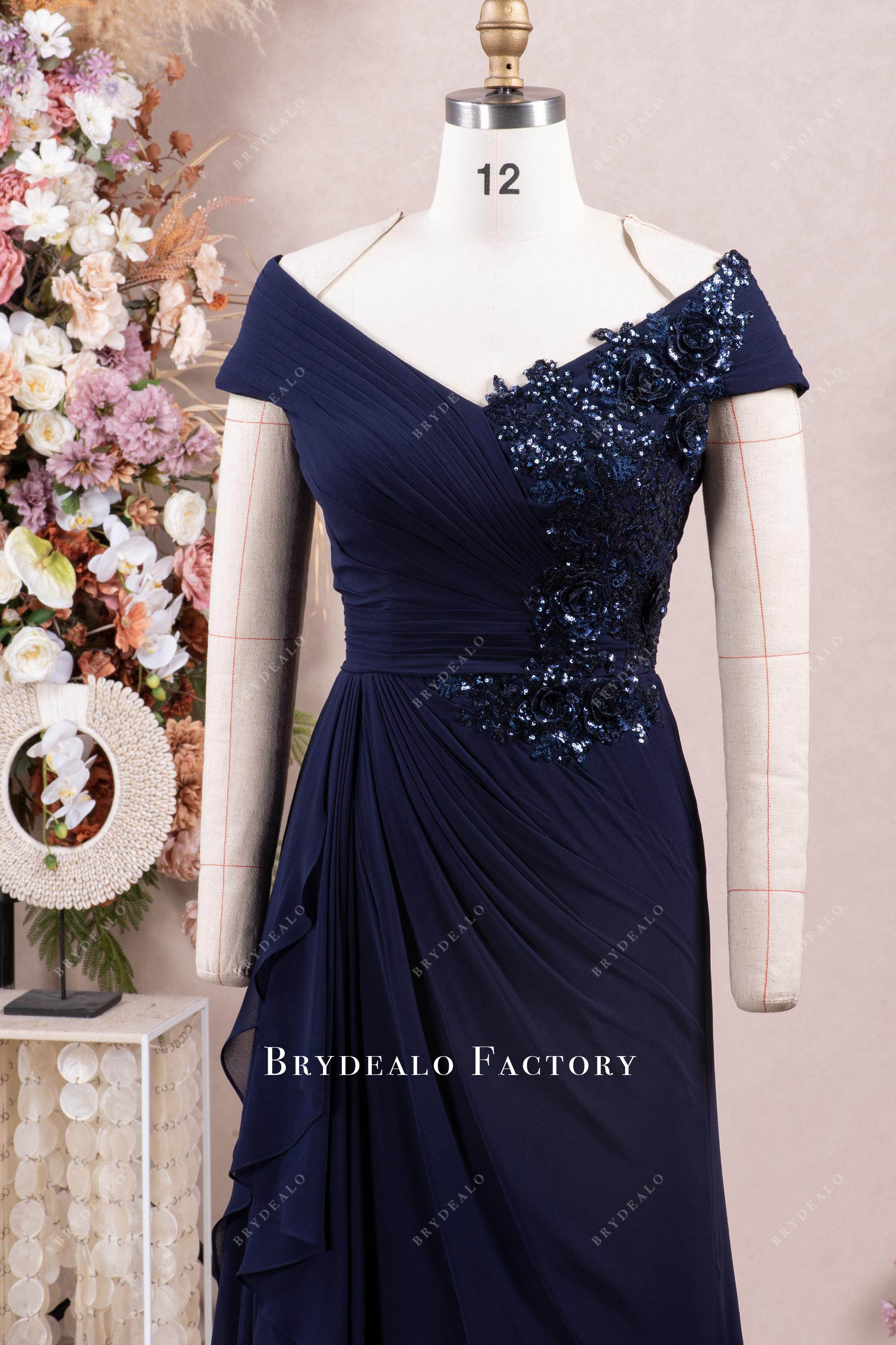 sequined lace chiffon dress