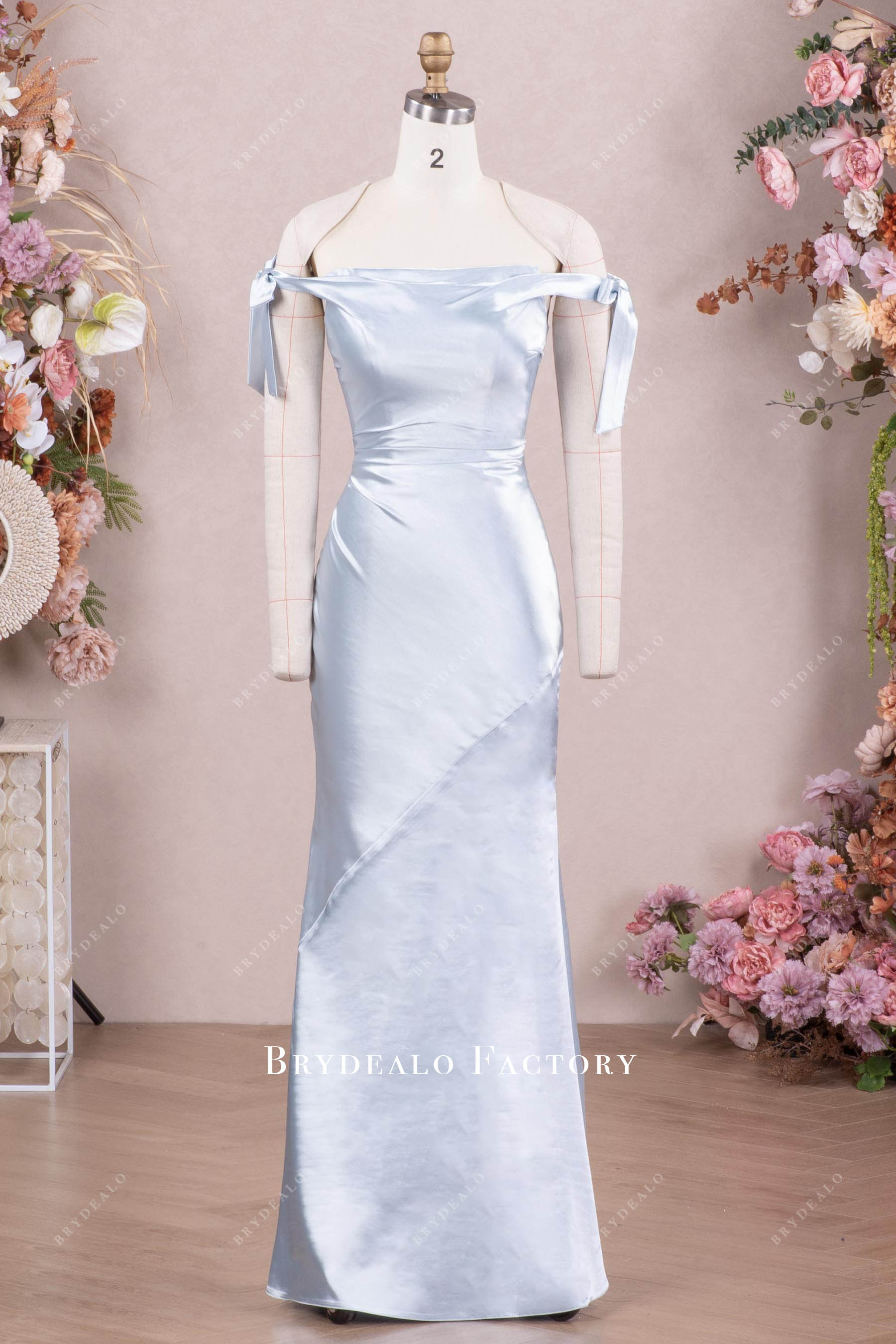 Round Neck Sheath Chiffon Appliqued Bridesmaid Dress in Sky Blue main image 1