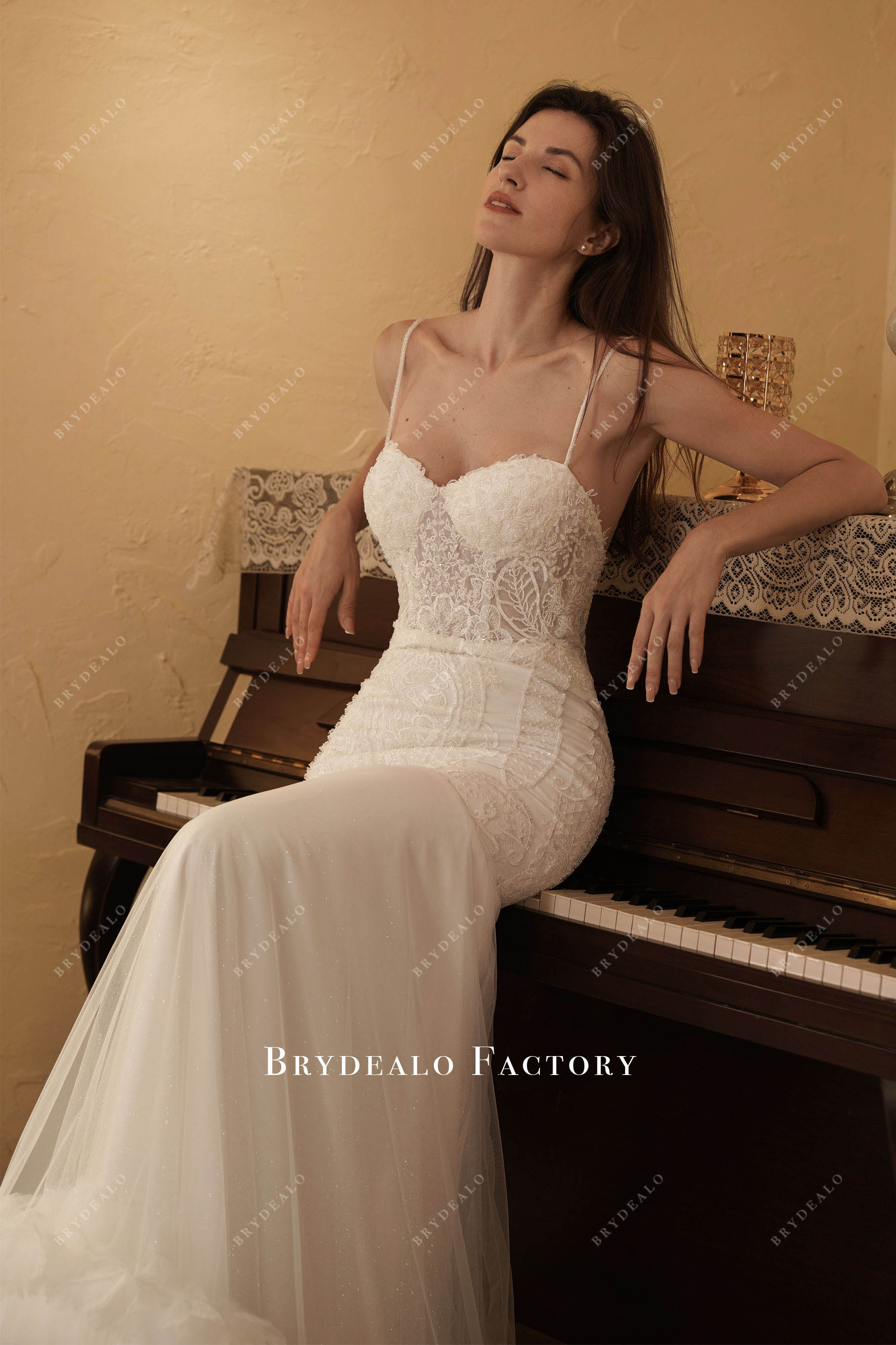 shimmery beaded lace wedding dress