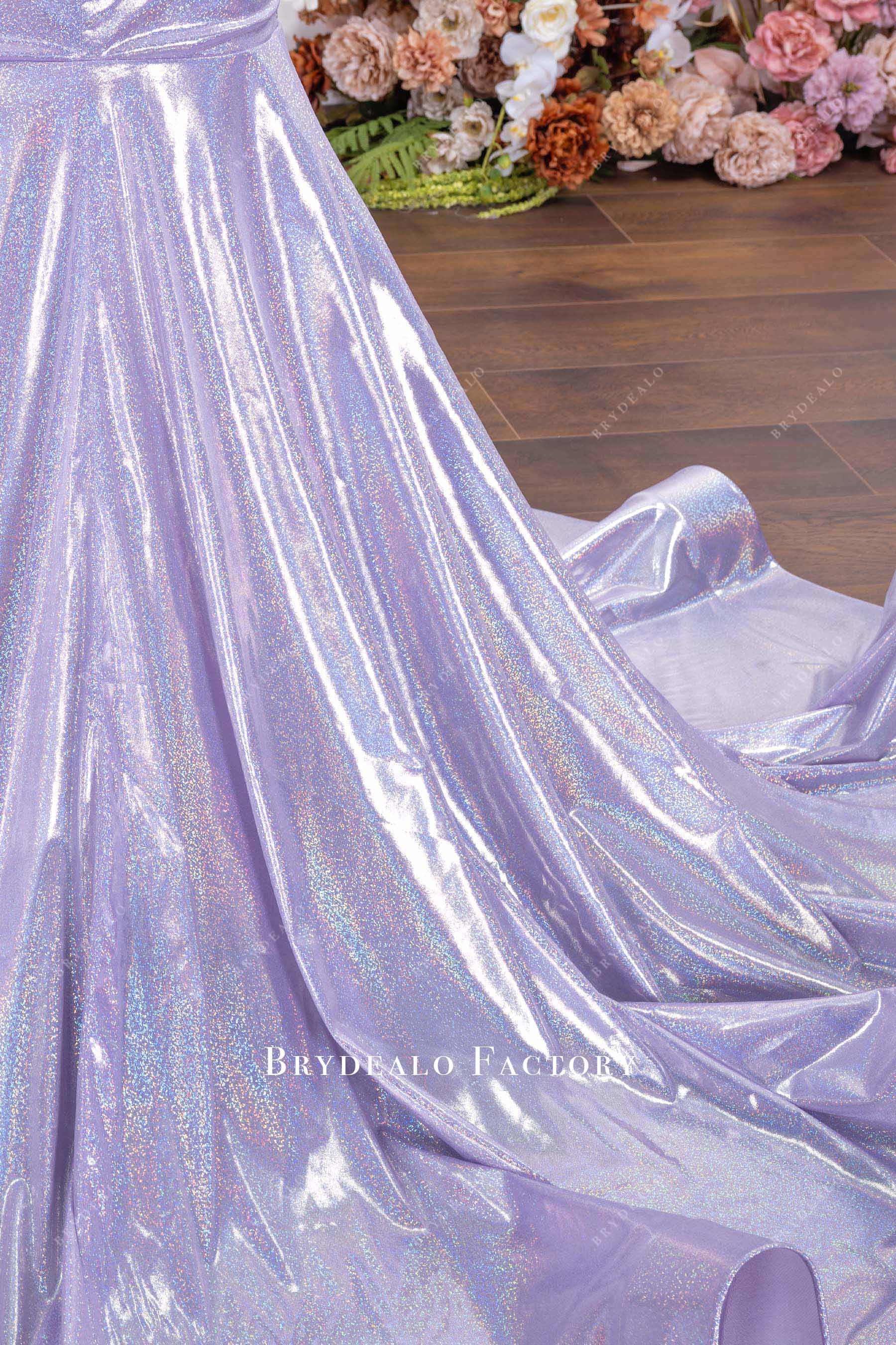 shimmery lilac trumpet prom dress