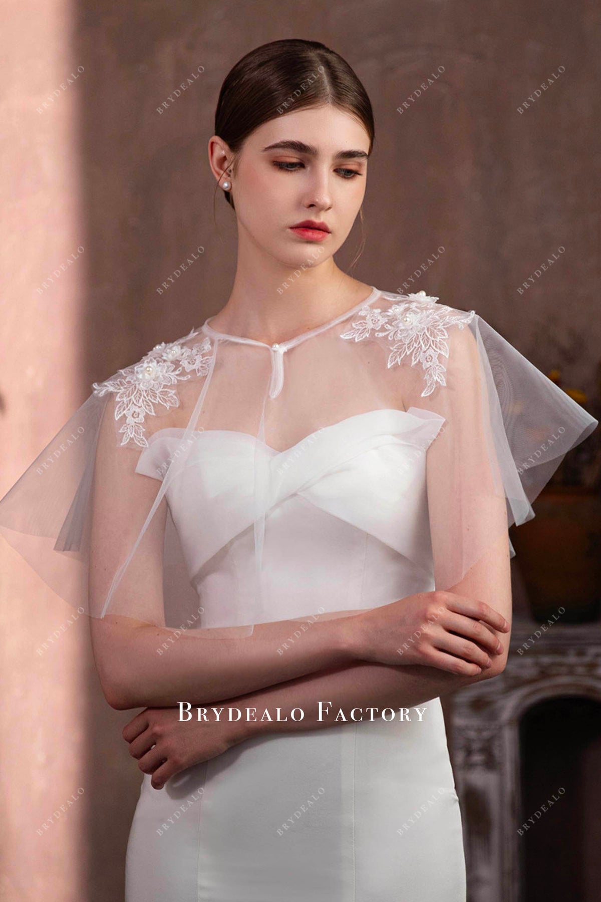 short lace wedding gown cape