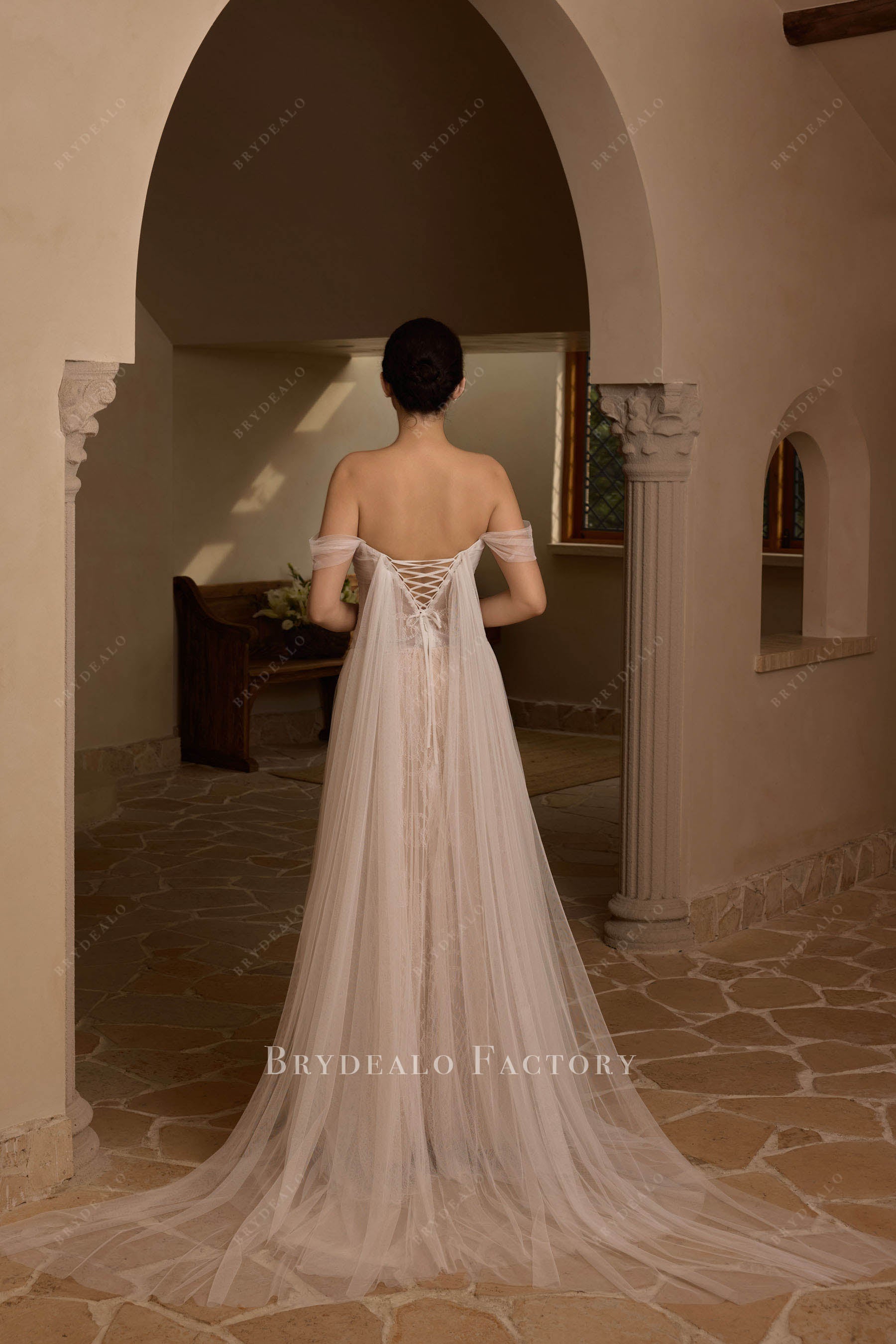 shoulder veil wedding dress