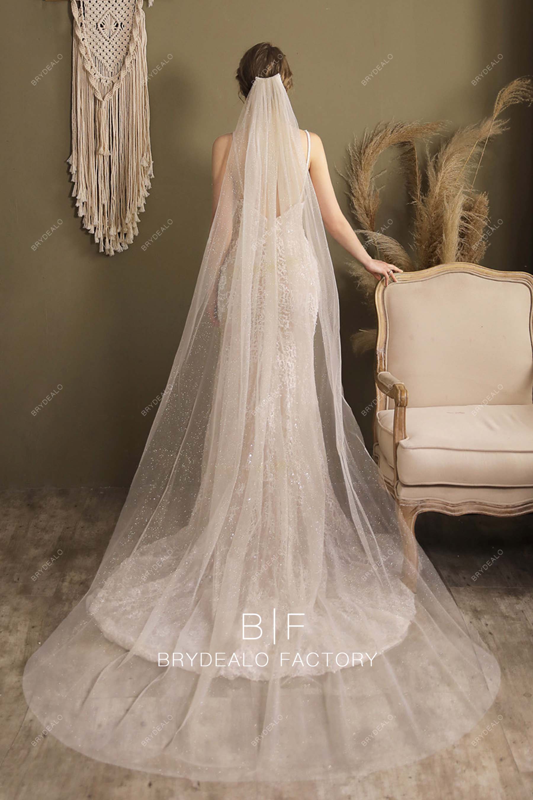 silver glitters bridal veil