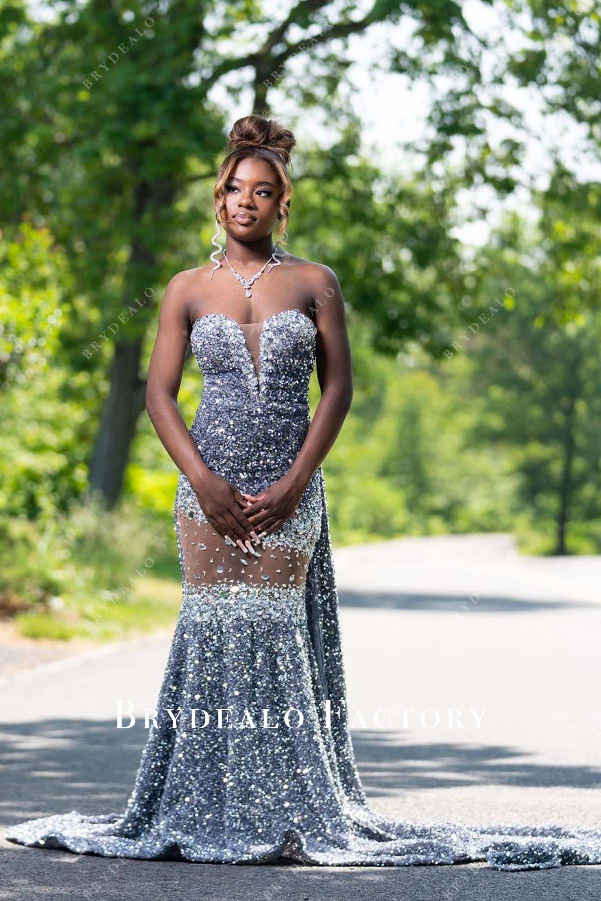 Grey sequin gown hotsell