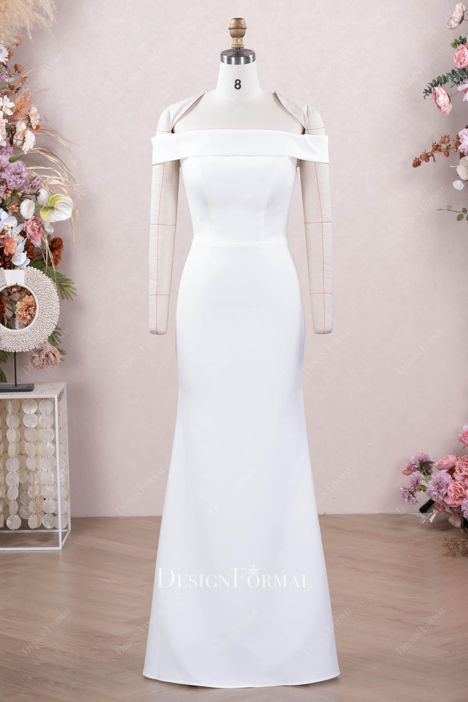 simple white crepe wedding dress