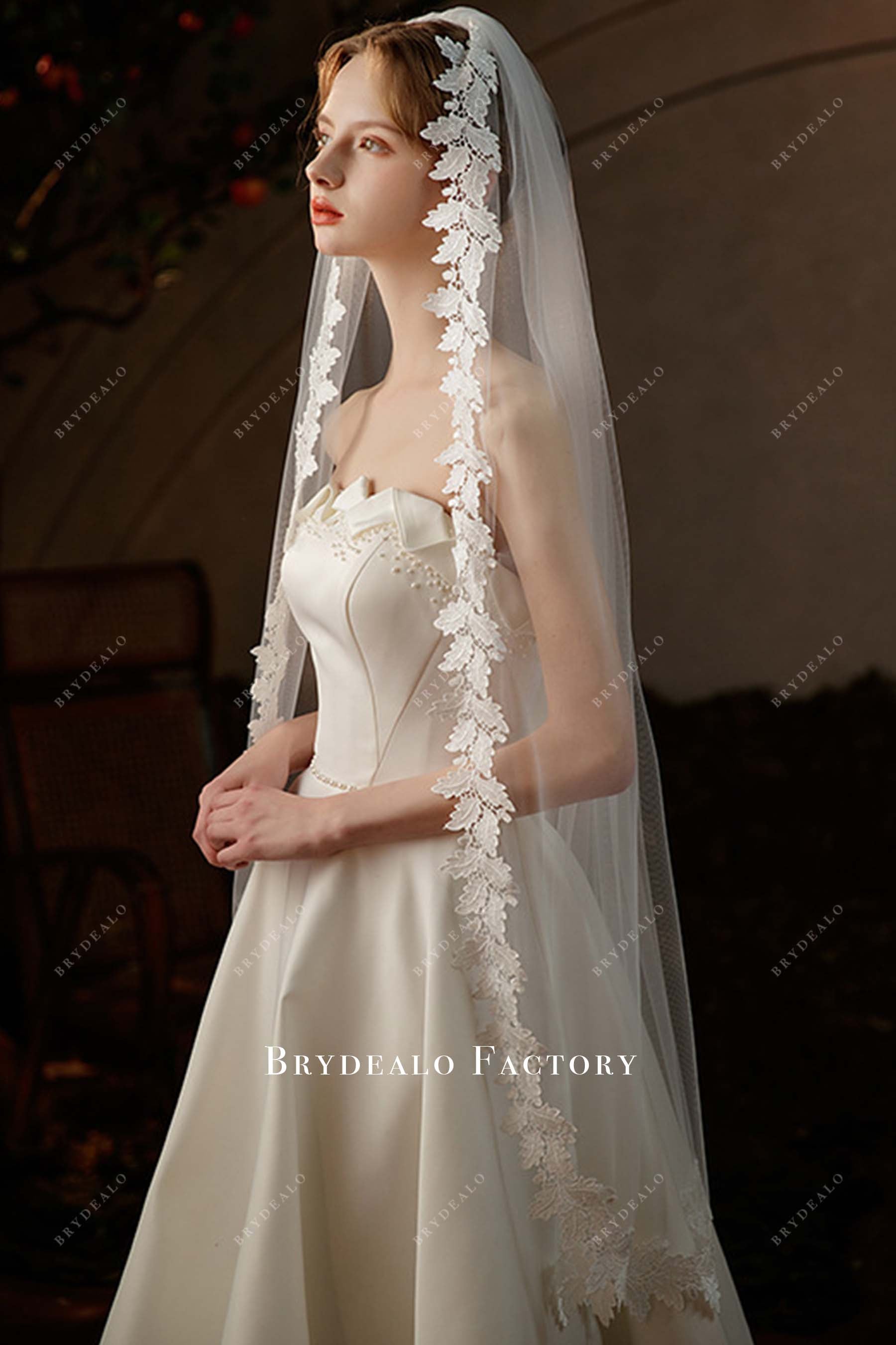 single tier bridal veil