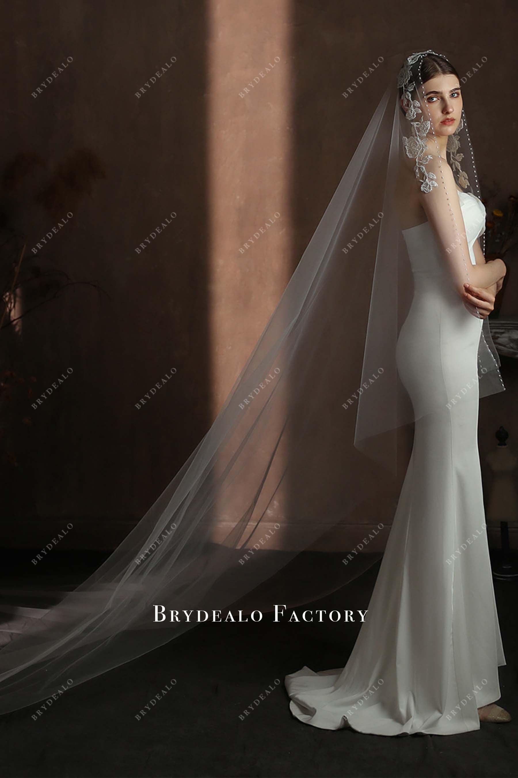 single tier bridal veil