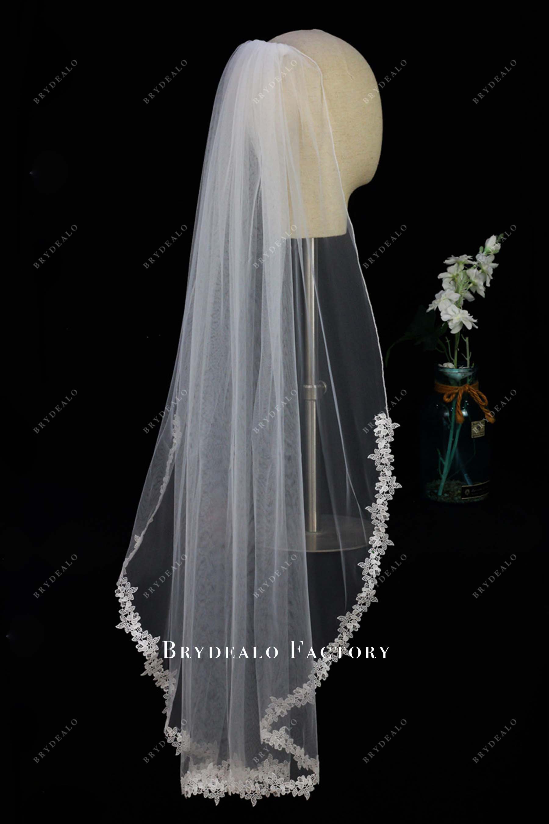 single tier bridal veil