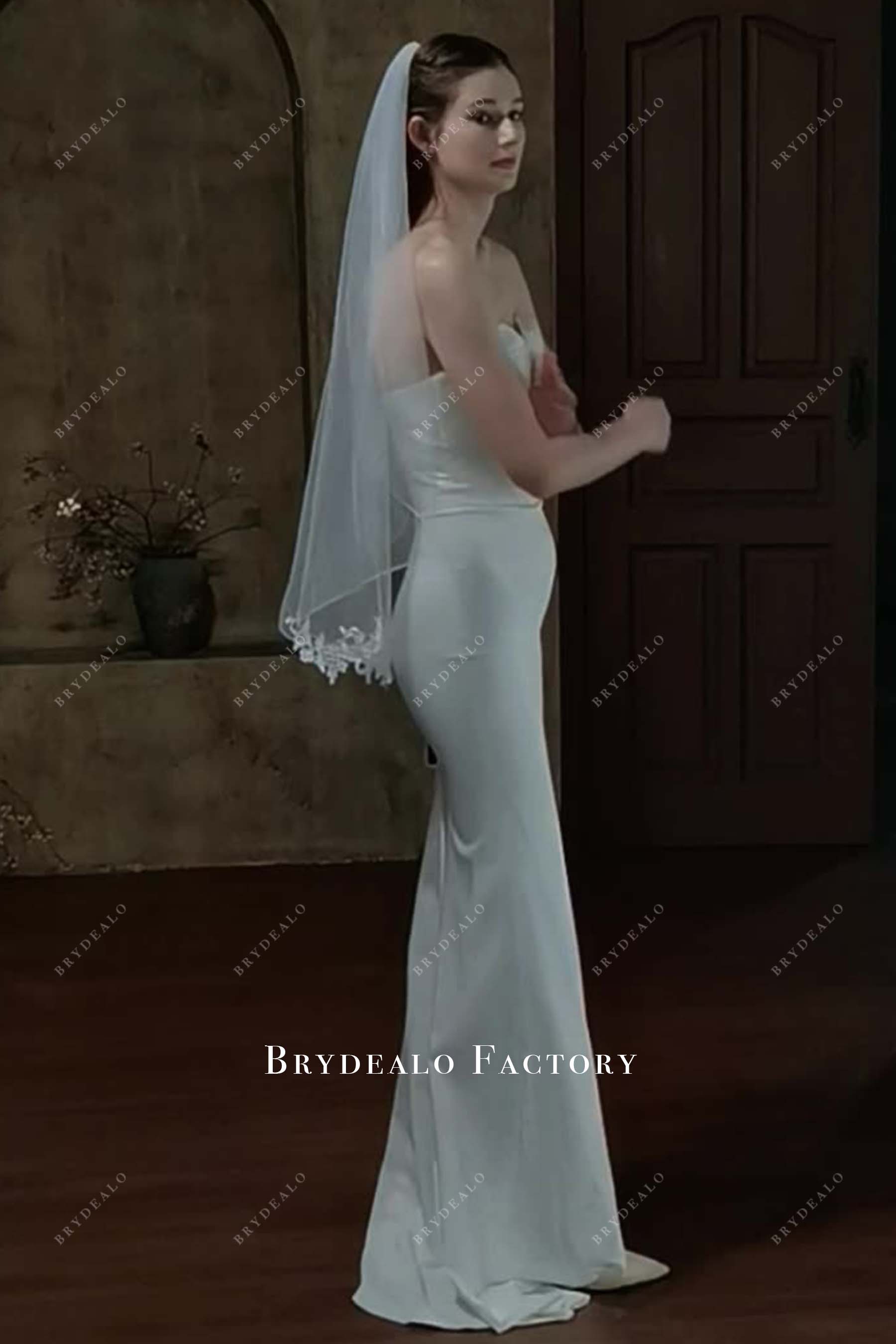 single tier bridal veil