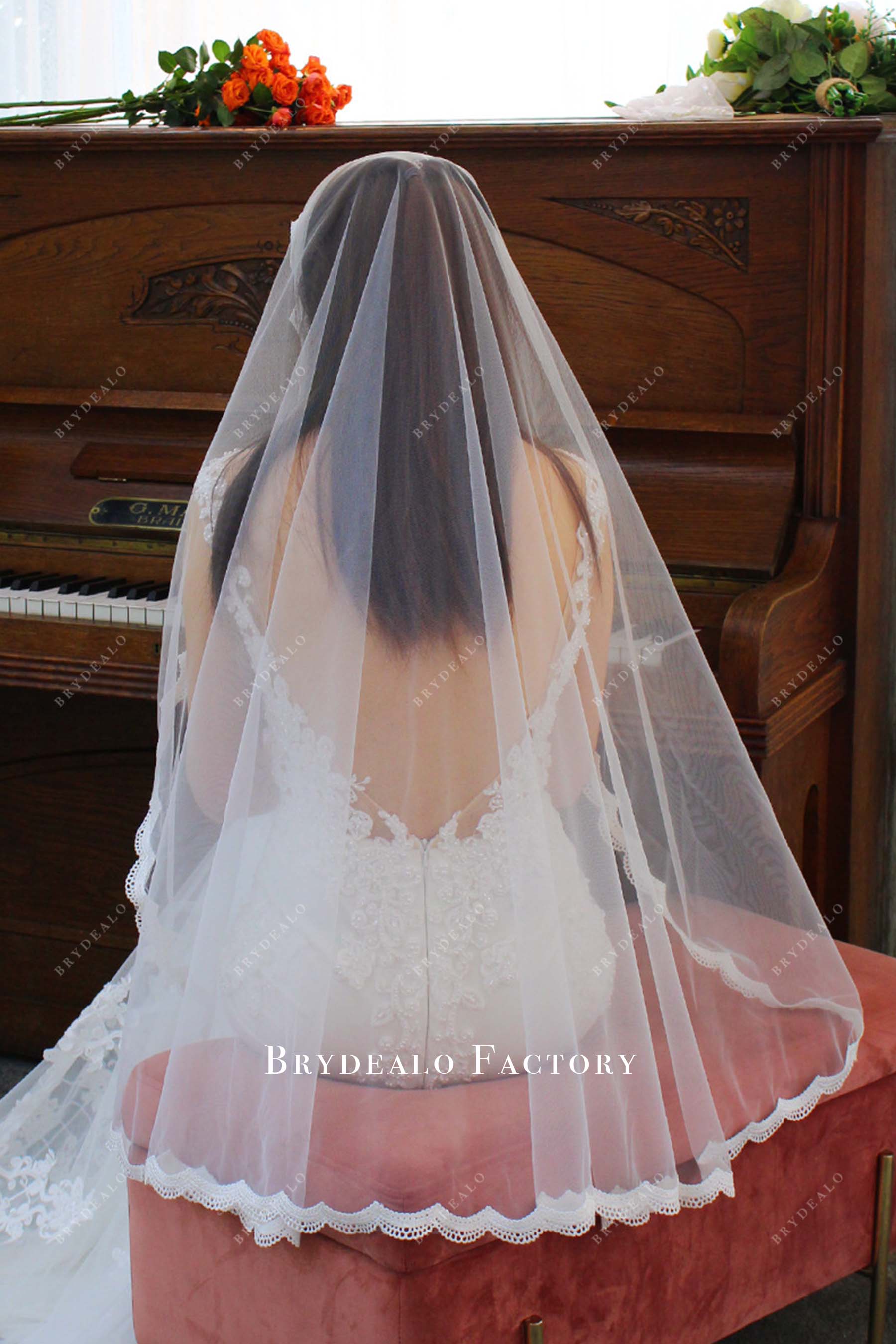 single tier tulle bridal veil