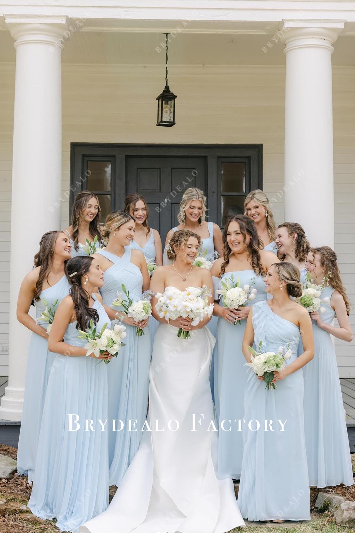 sky blue chiffon mismatched bridesmaid dresses