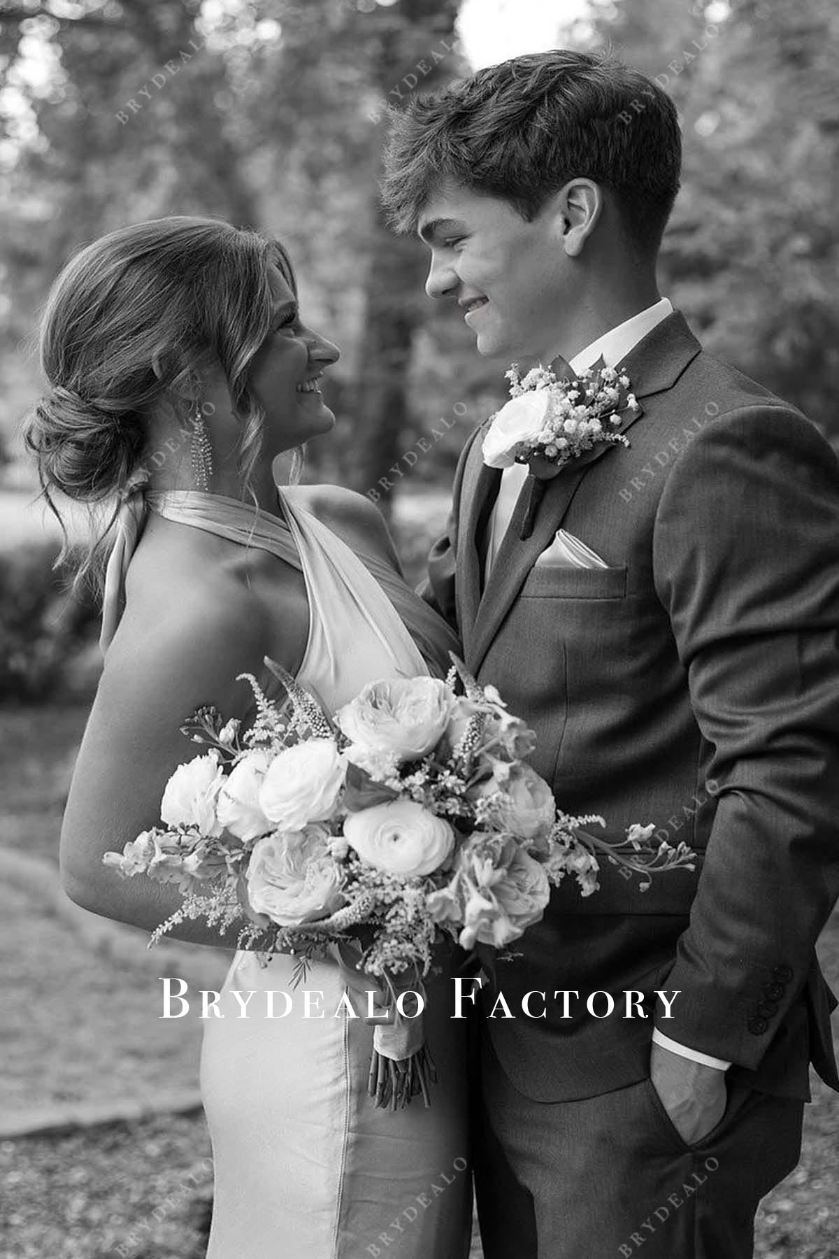 sky blue sleeveless prom dress