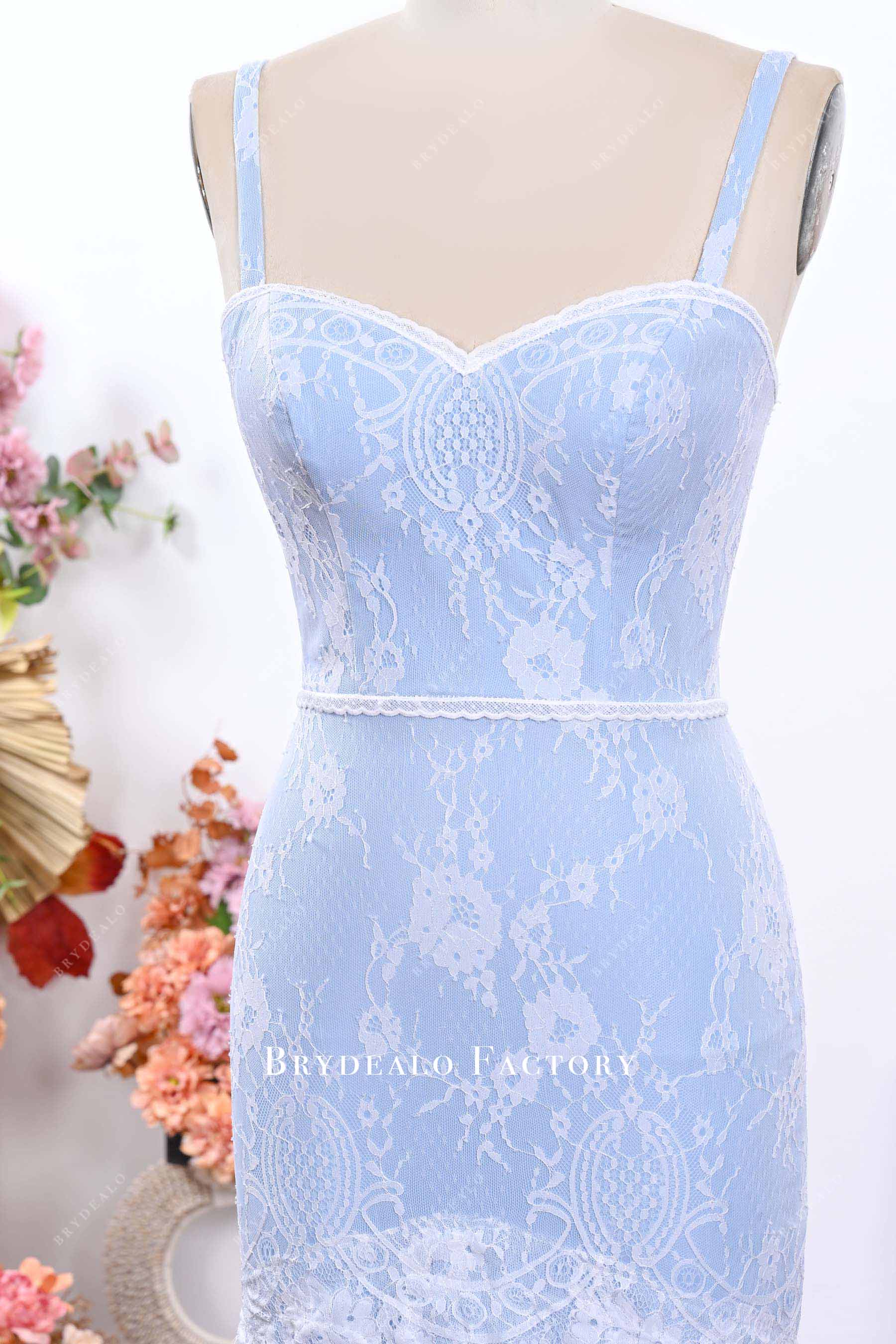 sky blue sweetheart neck prom dress