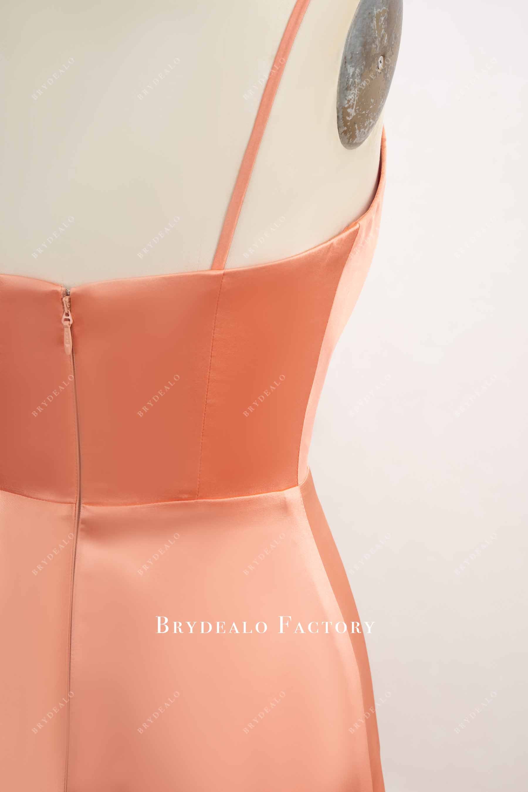 sleek satin backless formal dress