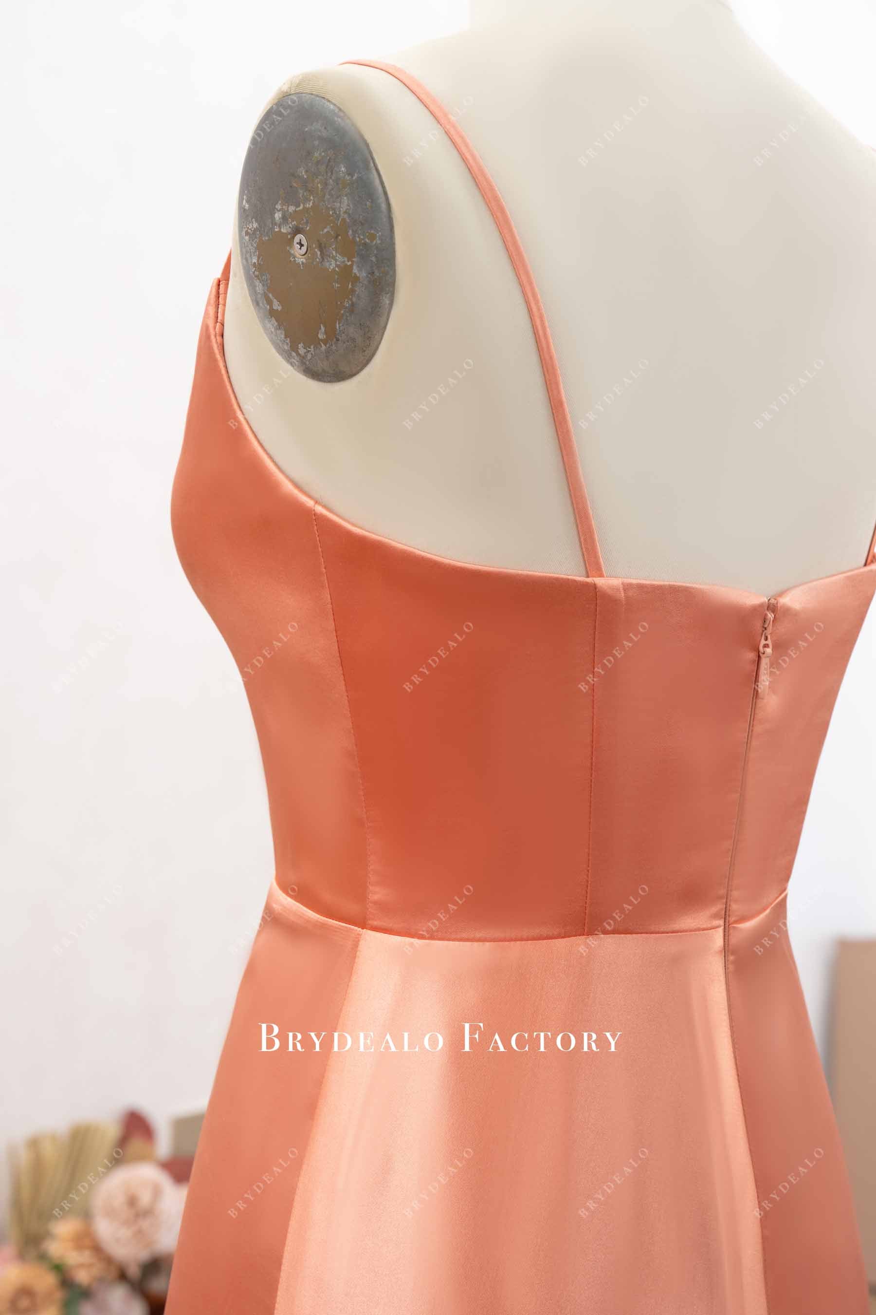 sleek satin thin straps formal dress