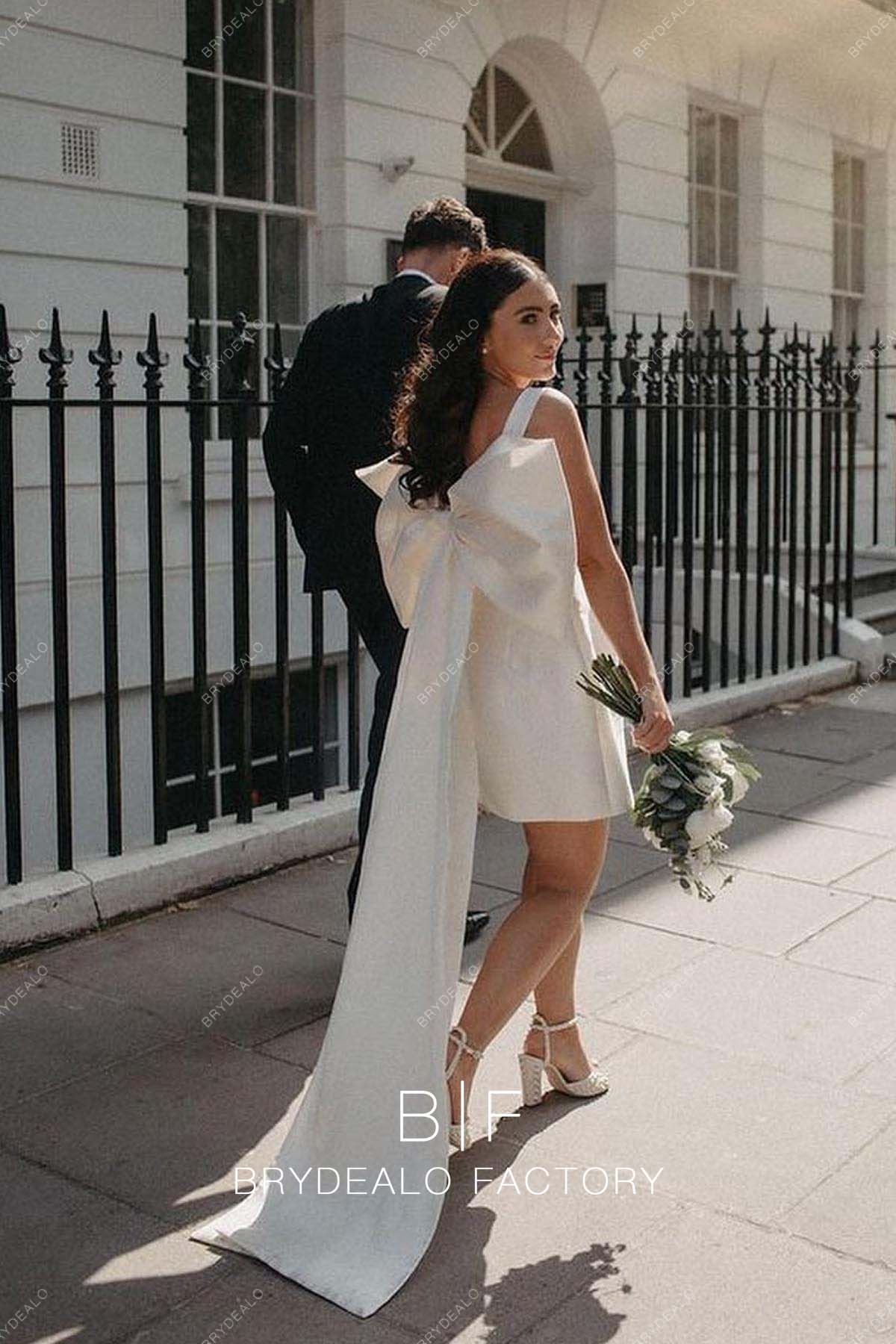 sleeveless pretty big bowknot casual custom wedding gown