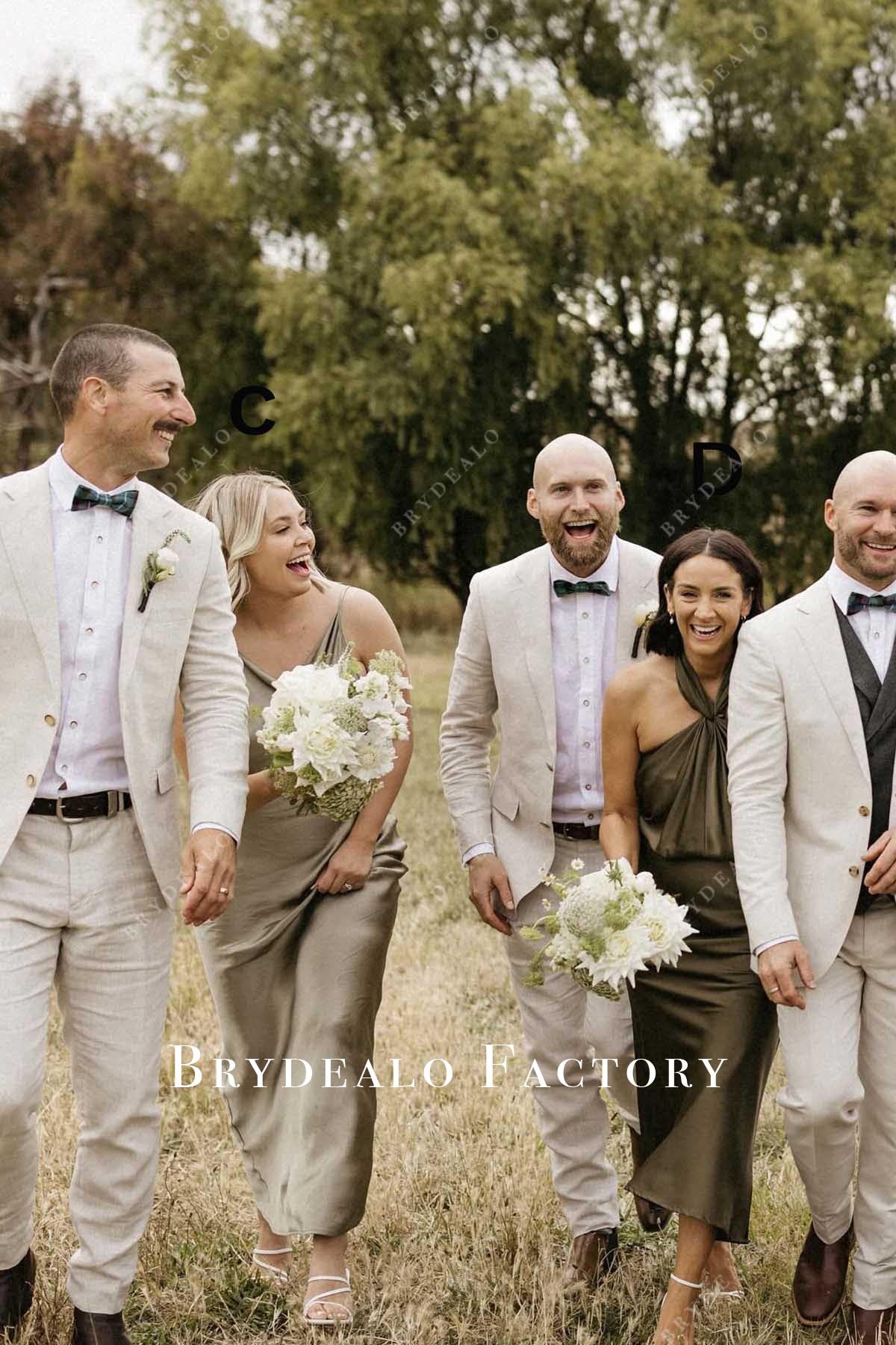 sleeveless mismatched bridesmaid dresses