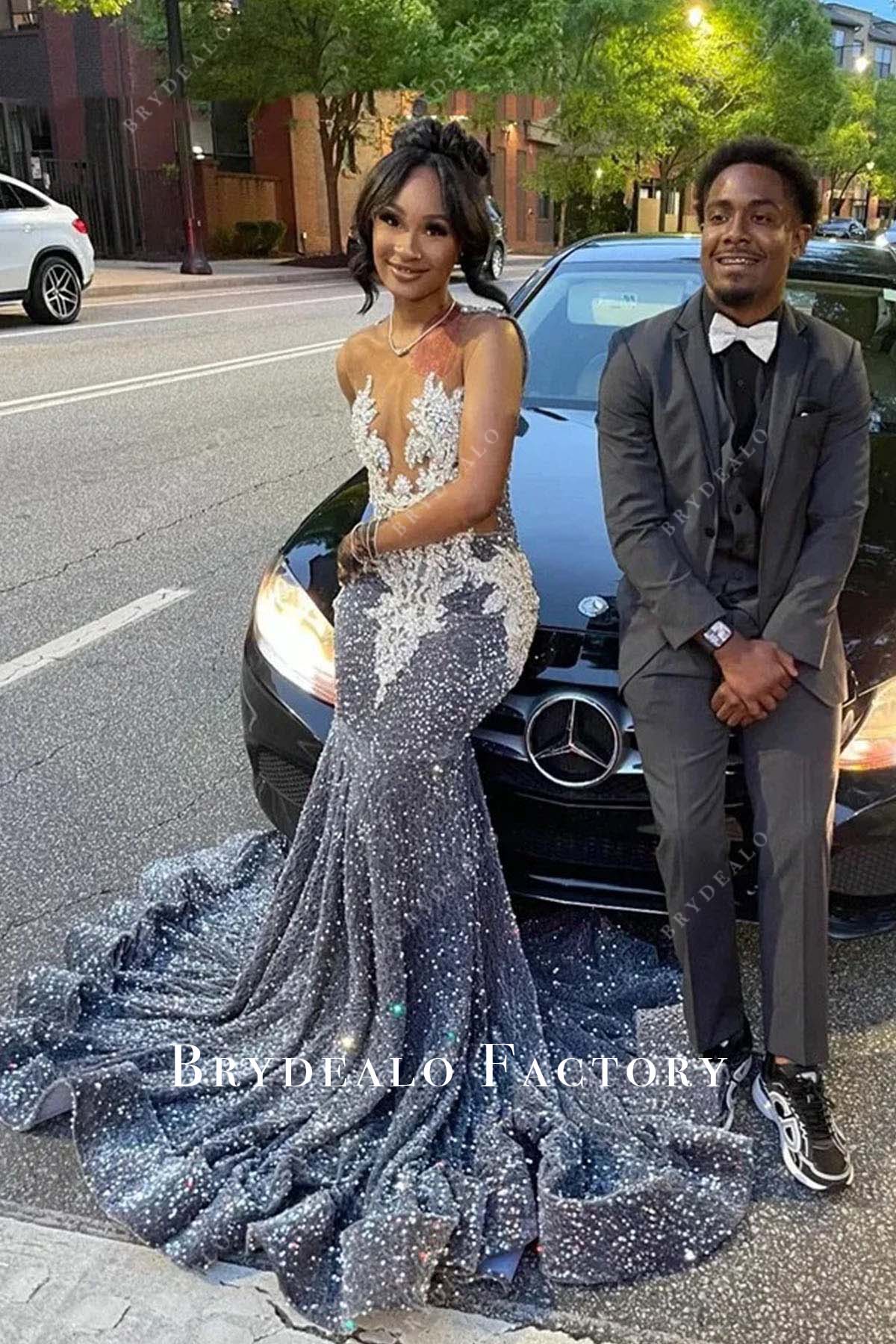 Lace Prom Dress Glitter And Lace Formals Velvet Cocktail Dress Sl Fashions  Amazon Silver Sequined Sleeveless